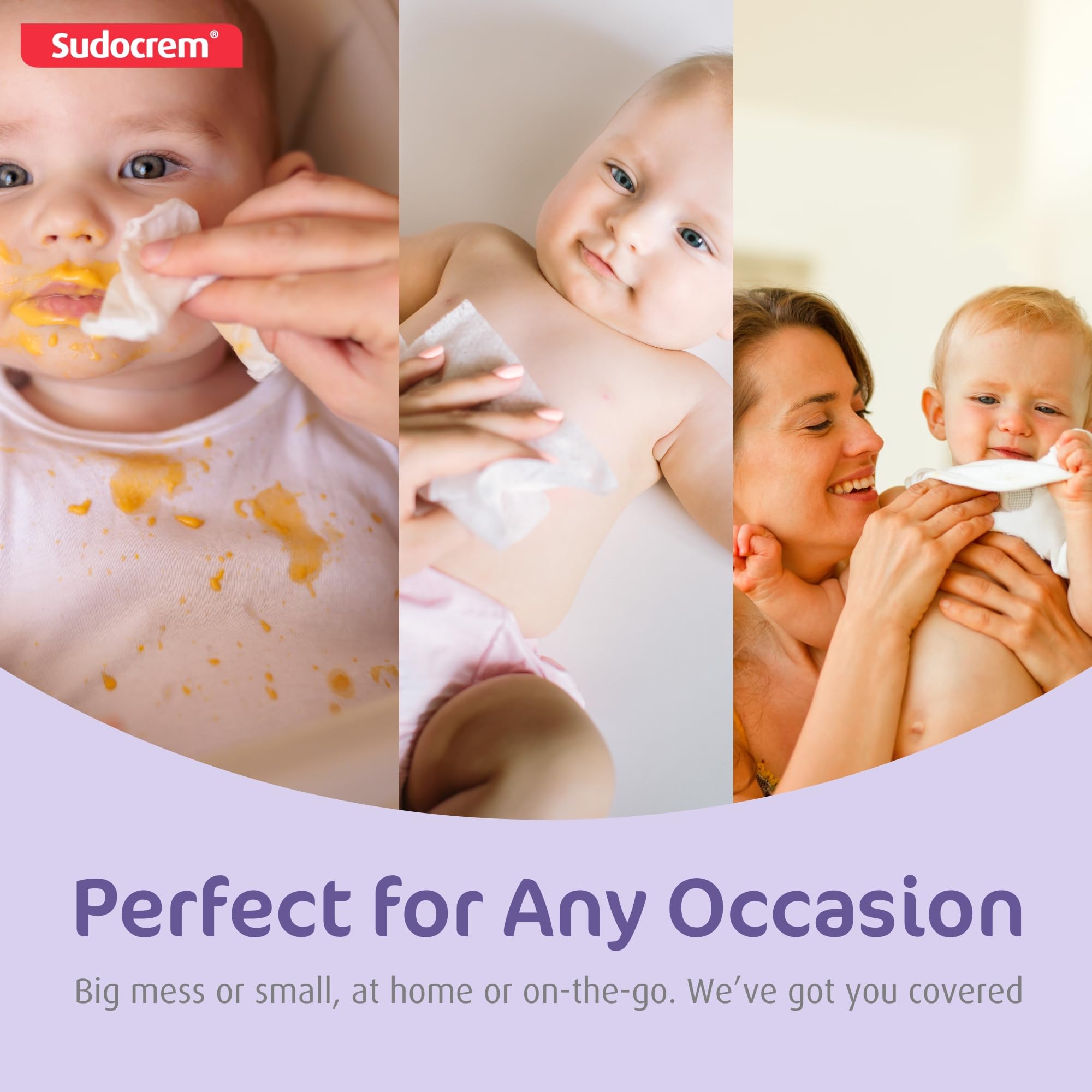 Sudocrem Pure Water Wipes 180 Count - Unscented, Hypoallergenic, Plant-Based Baby Wipes, 99% Water - Extra Strong and Ultra Soft (3 Packs of 60)