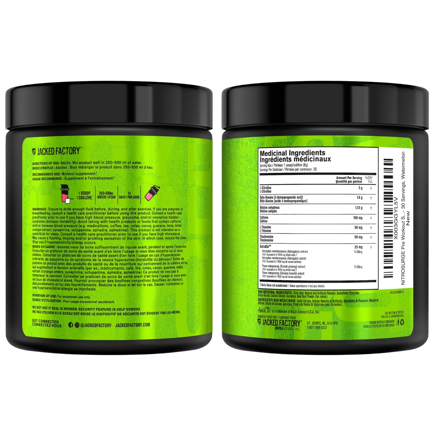 NITROSURGE Pre Workout Supplement - Endless Energy, Instant Strength Gains, Clear Focus, Intense Pumps - Nitric Oxide Booster & Preworkout Powder with Beta Alanine - 30 Servings, Watermelon