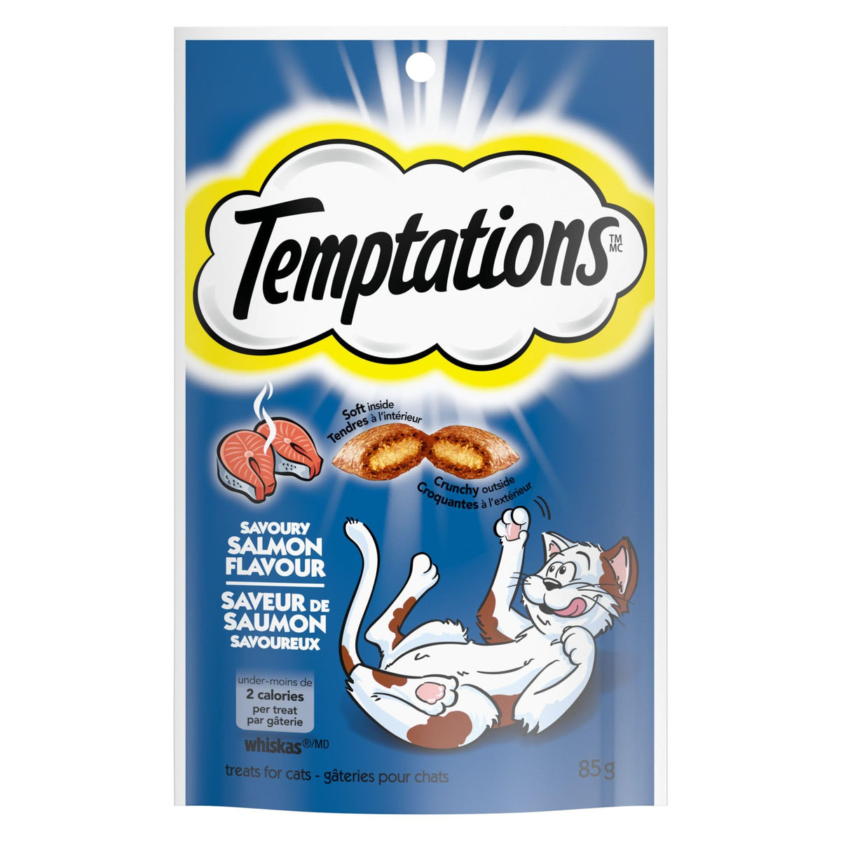 TEMPTATIONS Cat Treats, Savoury Salmon Flavour, 85g (12 Pack)