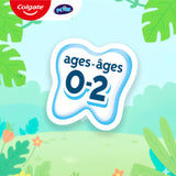 Colgate My First Infant and Toddler Training Toothpaste, Fluoride Free Baby Toothpaste, Ages 0-24 Months, Safe If Swallowed, Gently Cleans and Removes Plaque with Brushing, Mild Fruit Flavour, 40 mL