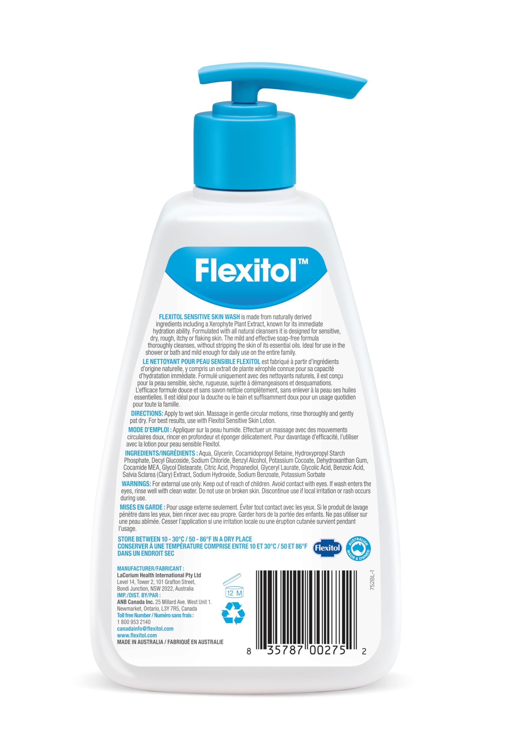 Flexitol Sensitive Skin Wash - Best Body Wash for Sensitive & Itchy Skin, Soap-Free Cleanser & Body Shampoo for Dry Skin Relief (250ml)