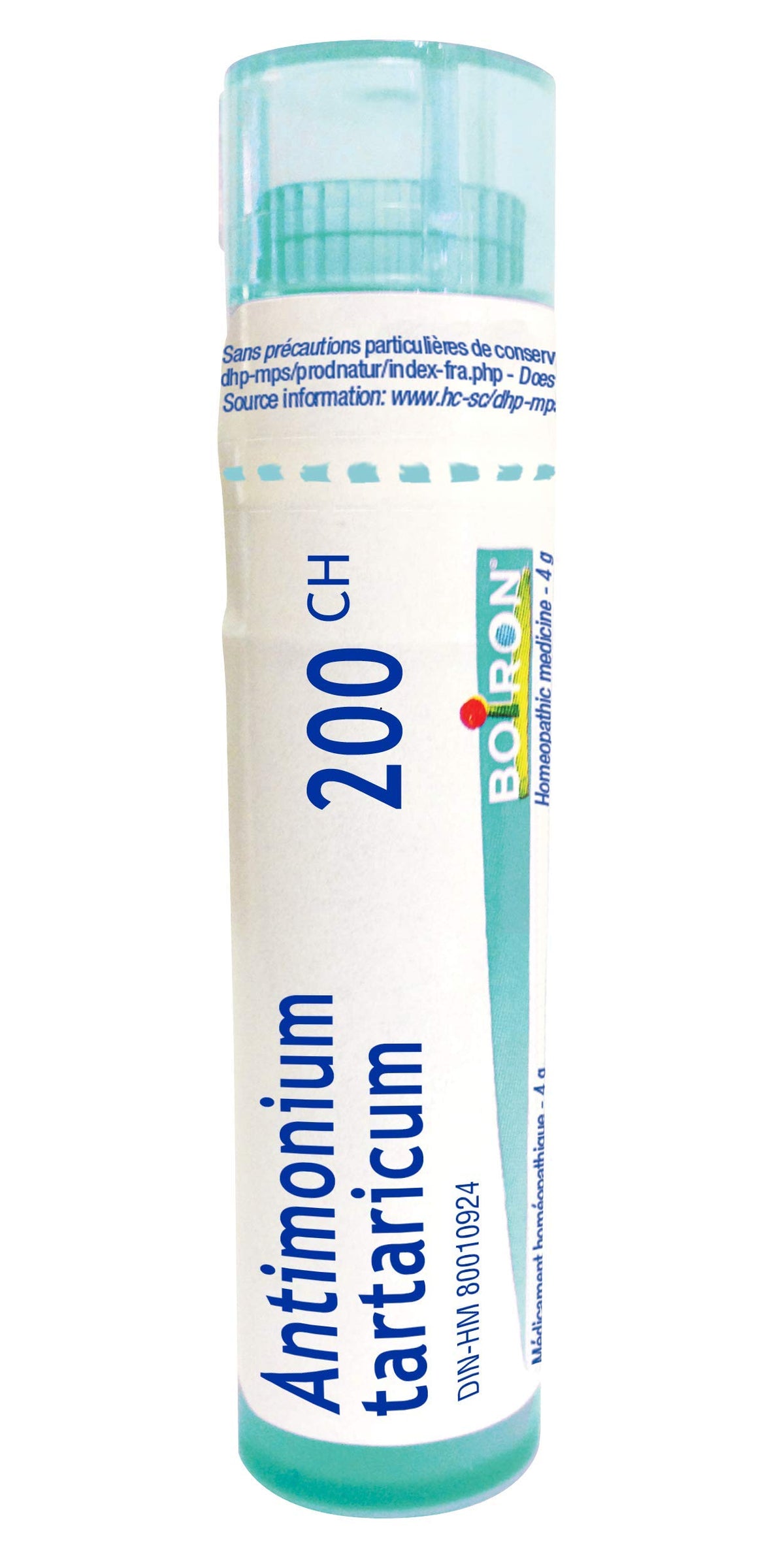 Boiron Antimonium tartaricum 200ch,Homeopathic medicine. Each tube contains 4 g (approximately 80 pellets)