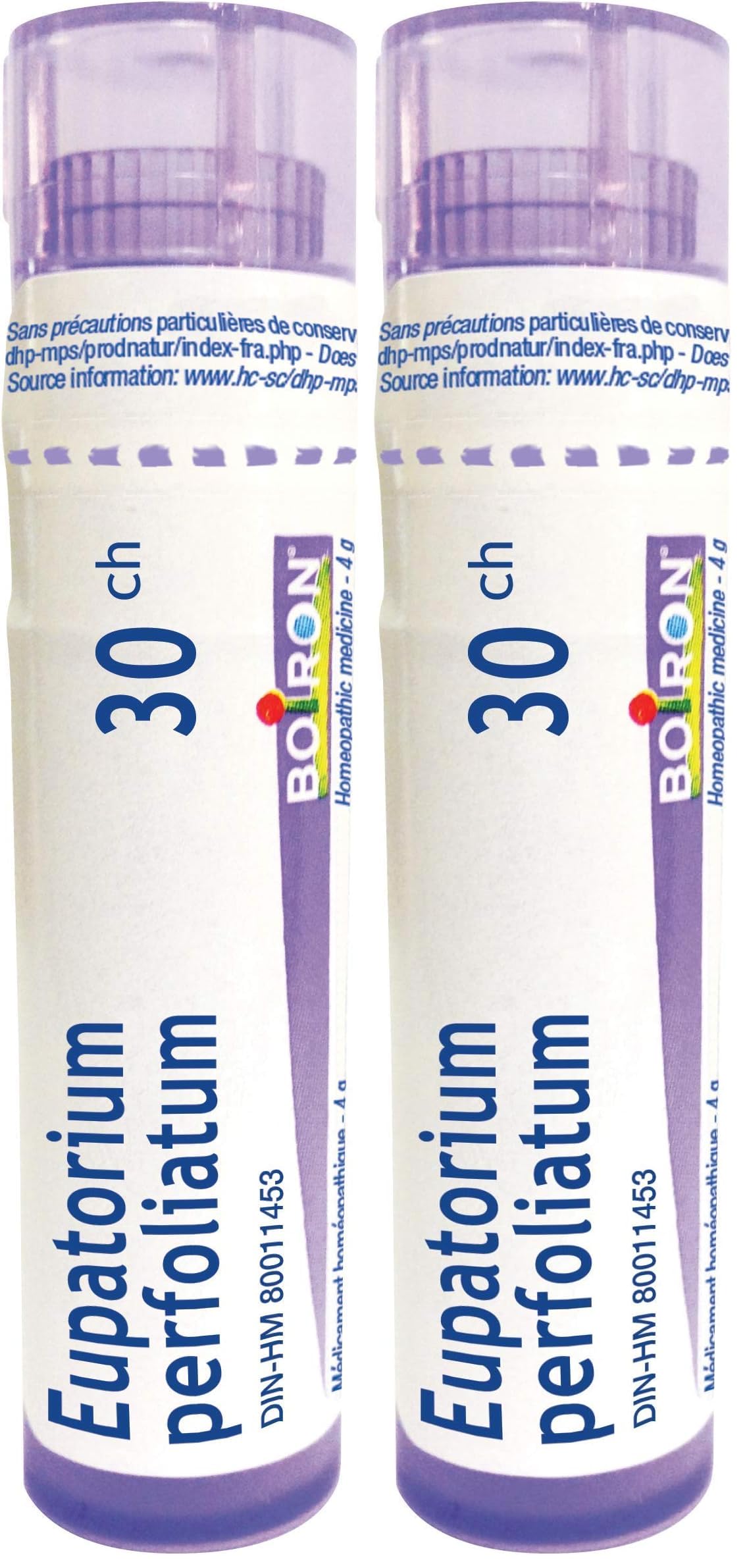 Boiron Eupatorium perfoliatum 30ch,Homeopathic medicine. Each tube contains 4 g (approximately 80 pellets) (Pack of 2)