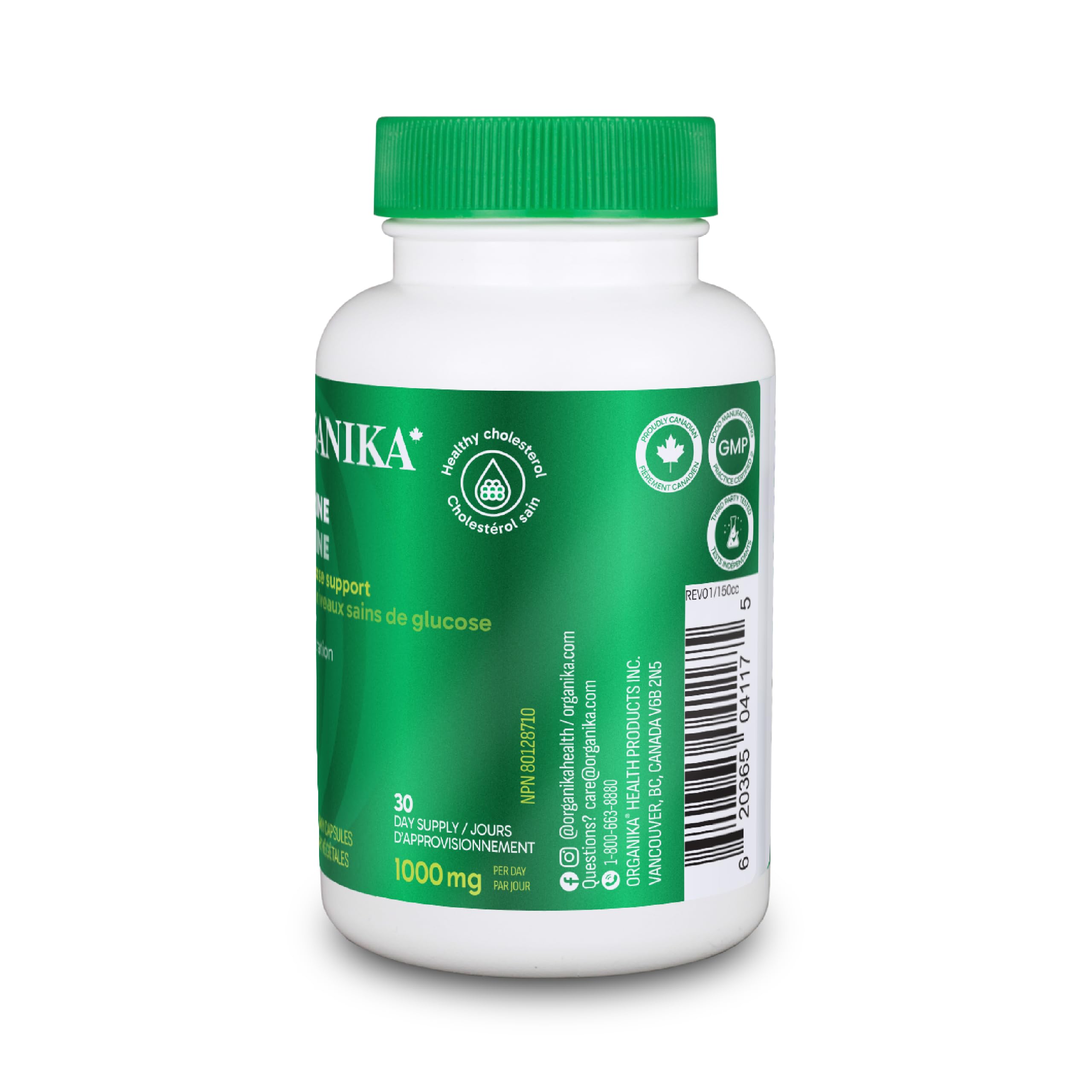 Organika Berberine - High Potency 1000mg per Day, Cholesterol and Glucose Metabolism Support, Helps Maintain Cardiovascular Health - 60vcaps