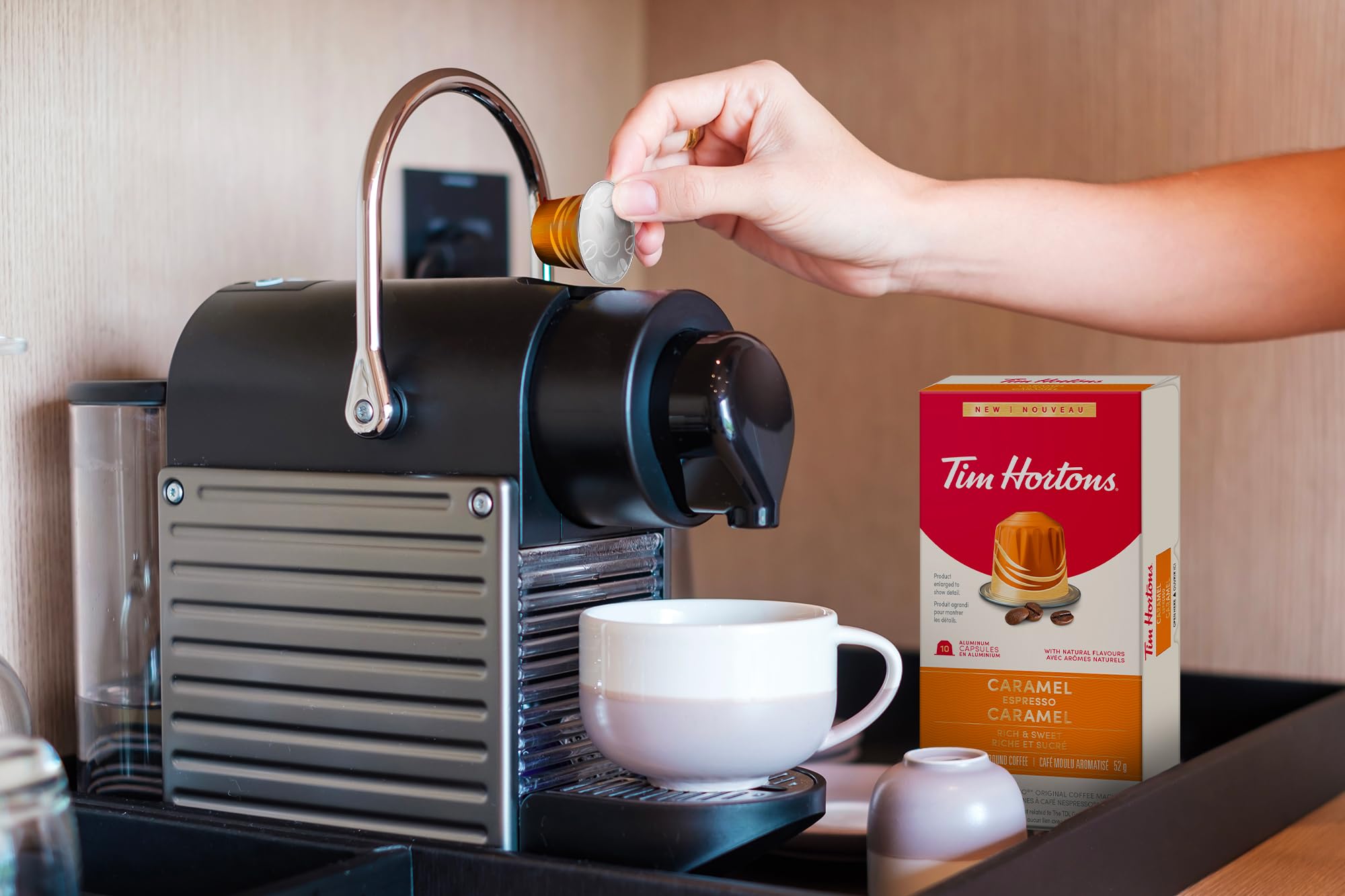Tim Hortons Caramel Espresso Capsules, Nespresso Original Line Compatible Capsules, 100 Count
