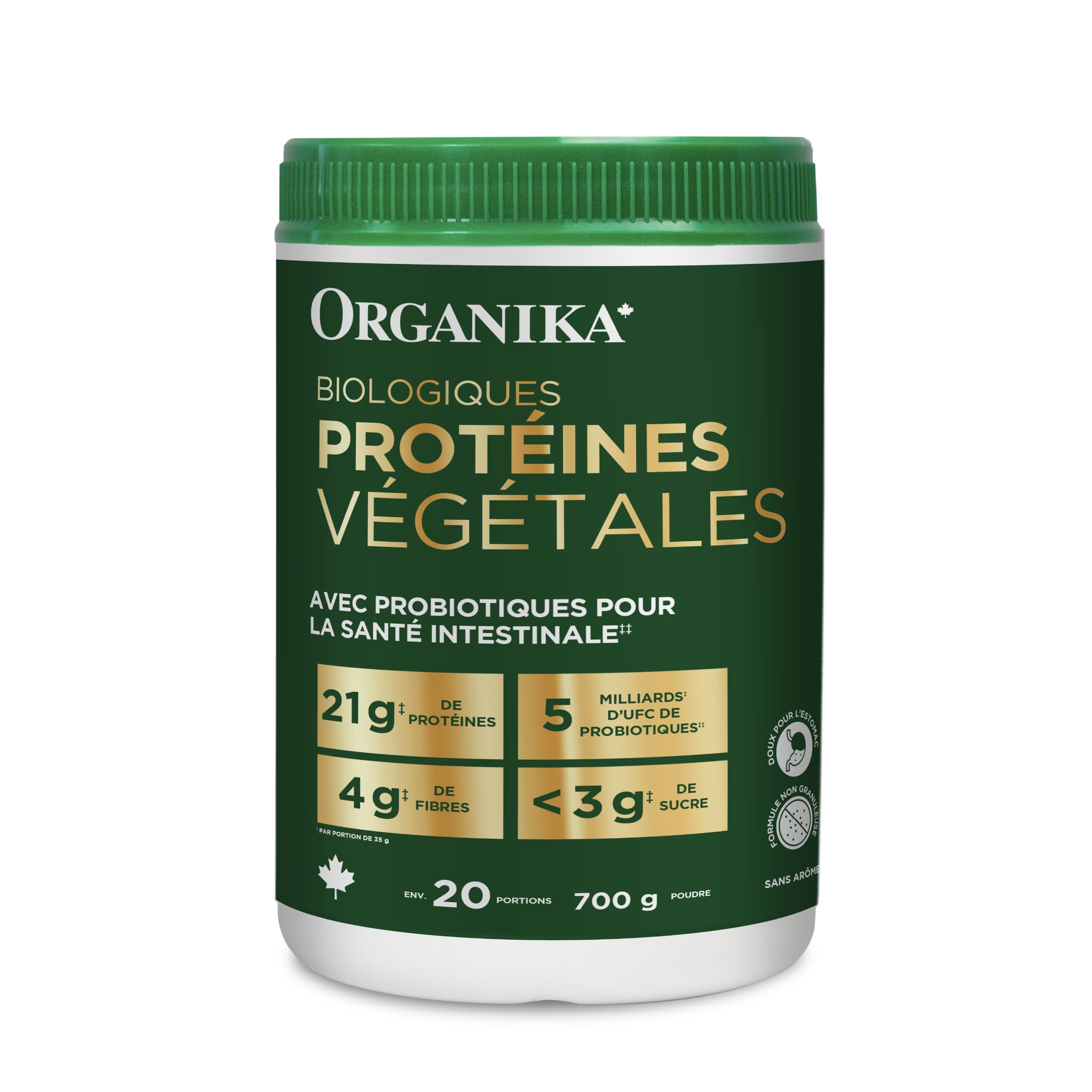 Organika Organic Plant Protein Powder Unflavoured with Prebiotics & Probiotics – 21g Protein,4g Fibre,5 Billion CFU – Supports Digestion,Energy – Low Sugar,Non-GMO– 694g