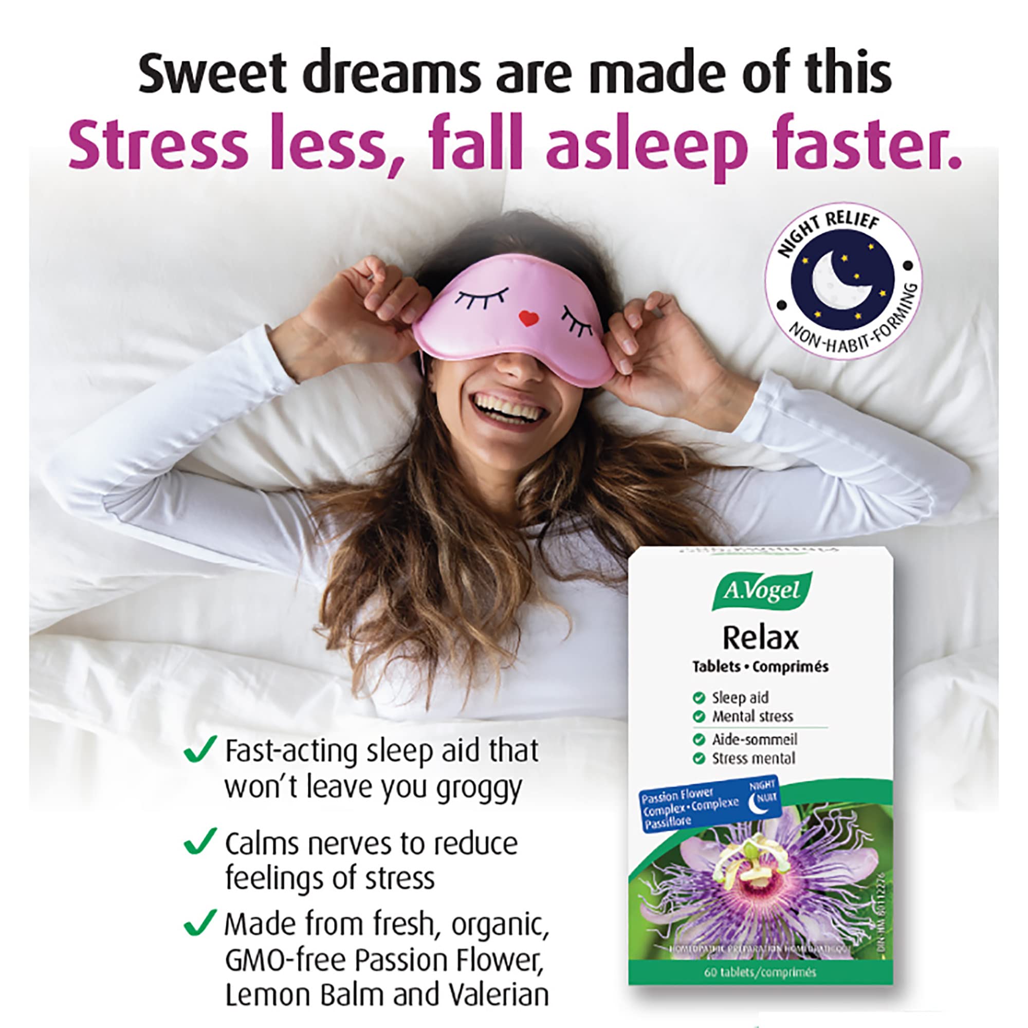 A.Vogel Relax Tablets - Sleep Aid and Mental Stress Relief - Extracts of Passion Flower, Lemon Balm and Valerian - Gluten-Free, Lactose-Free and Vegan - 60 Tablets