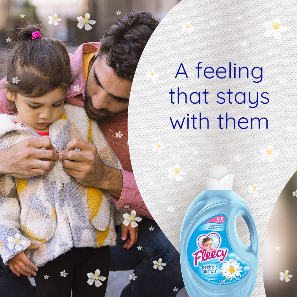Fleecy Liquid Fabric Softener - Fresh Air - Premium Laundry Softener for Enhanced Comfort and Softness, 3.5 Liters for 148 Loads of Laundry