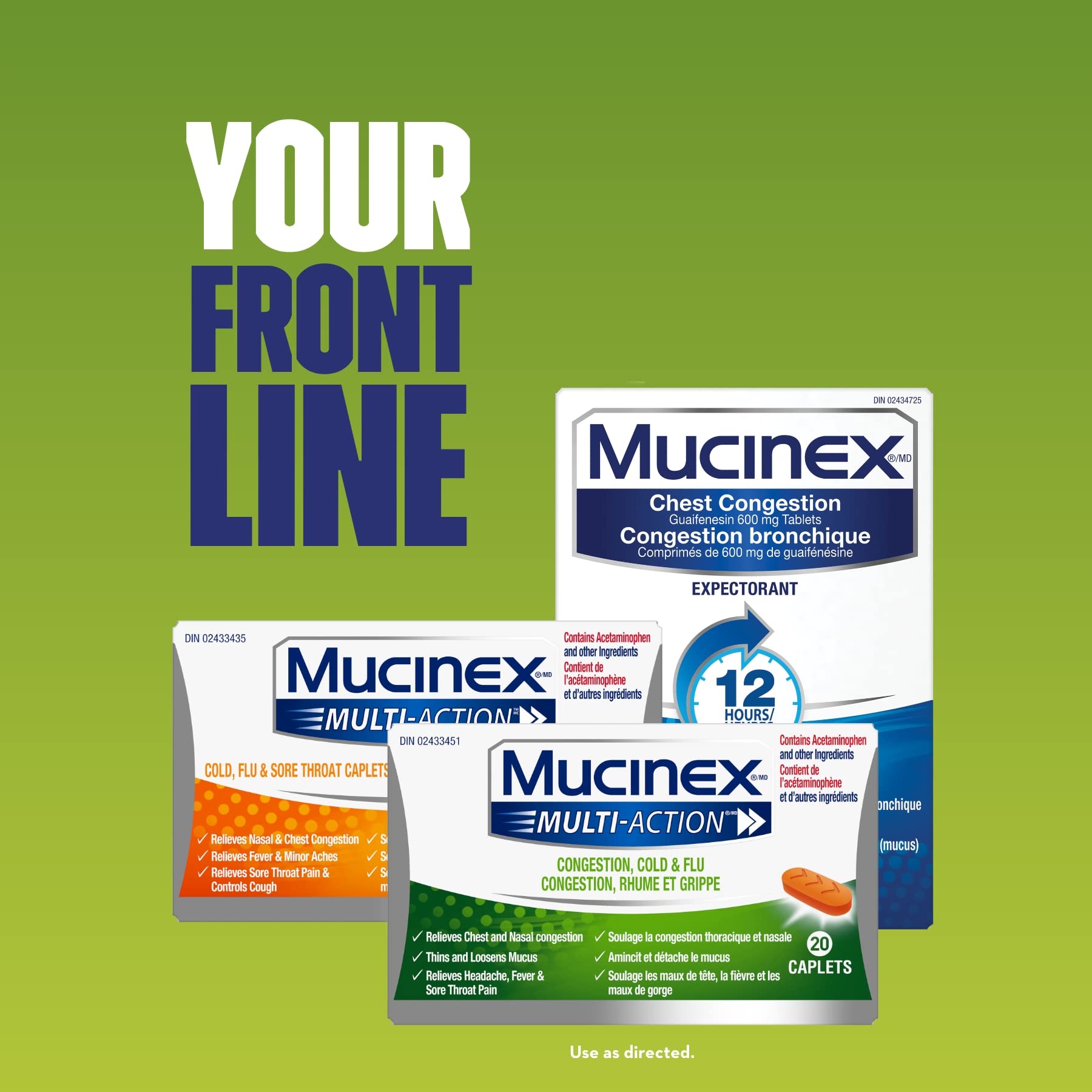 Mucinex Multi-Action Congestion,Cold & Flu Caplets, 20 count