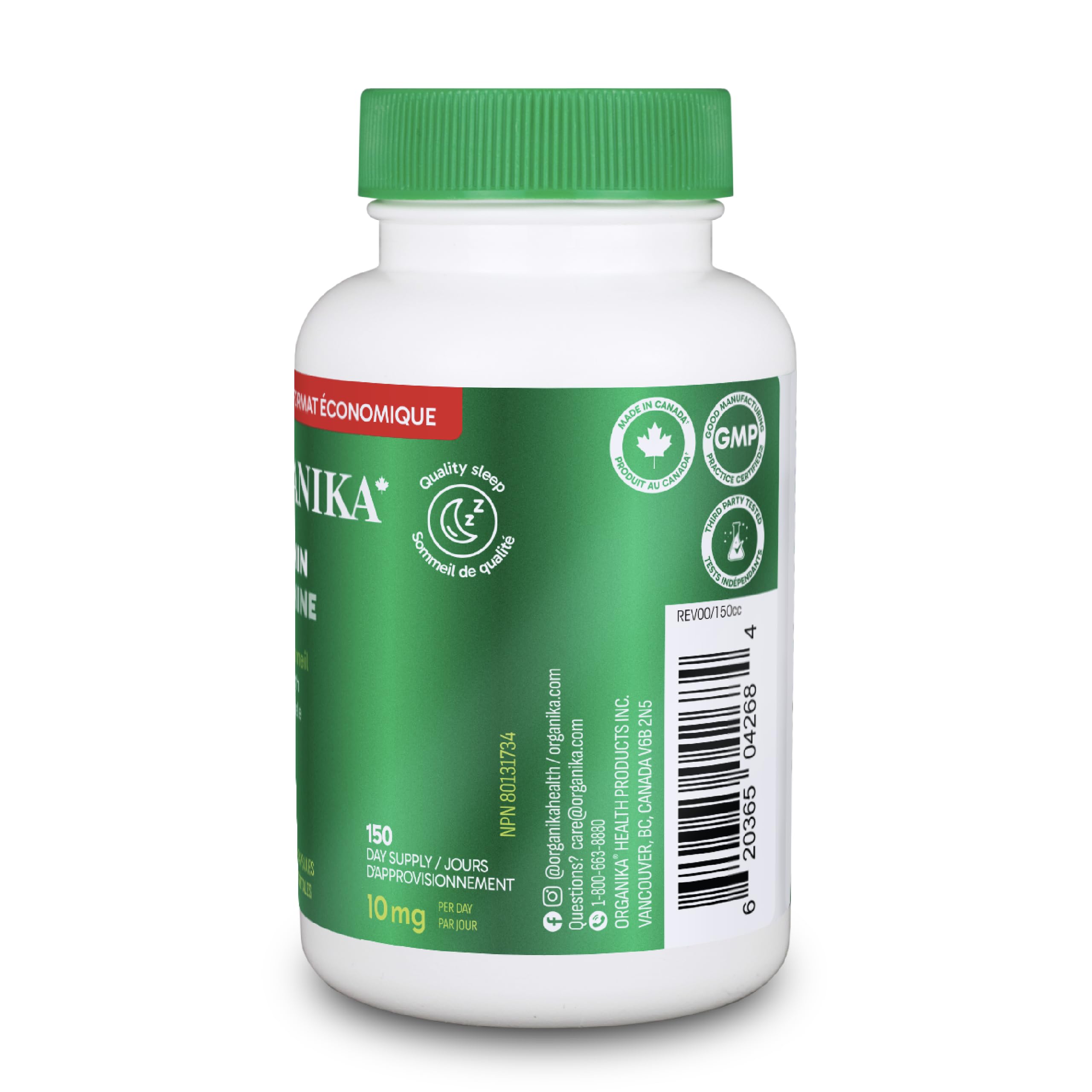 Organika Melatonin 10 mg- Sleep Support capsules – Nighttime Rest & Relaxation Formula – Helps Support Natural Sleep Cycle – Non-Habit Forming – Vegan & Non-GMO – 120 vcaps