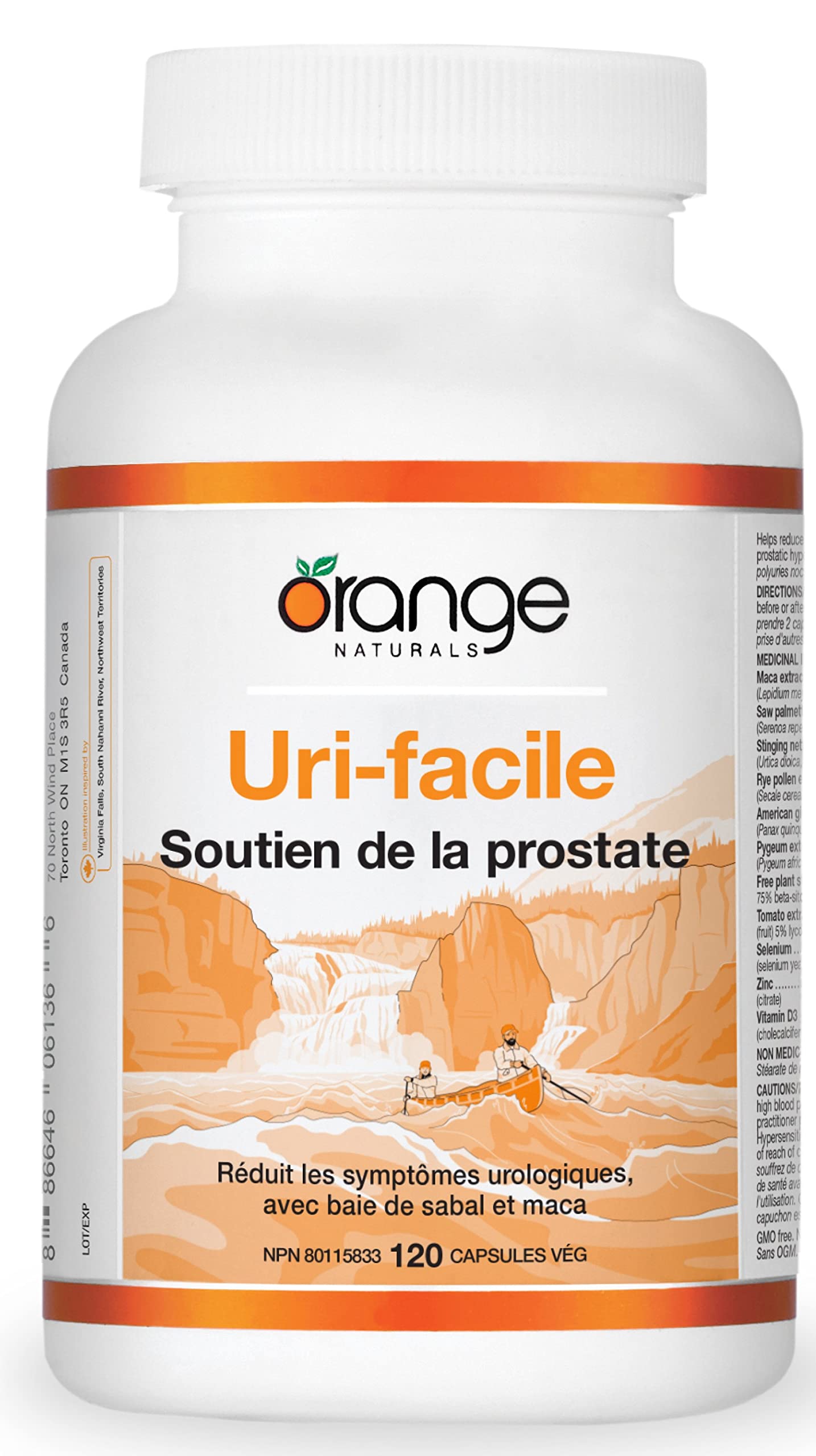 Orange Naturals - Easy Flow Prostate Support with Saw Palmetto & Maca, 120 Caps 30-Day Supply - Prostate Bladder Supplement - Helps Relief Weak Urine Flow, Incomplete Voiding, and Frequent Urination