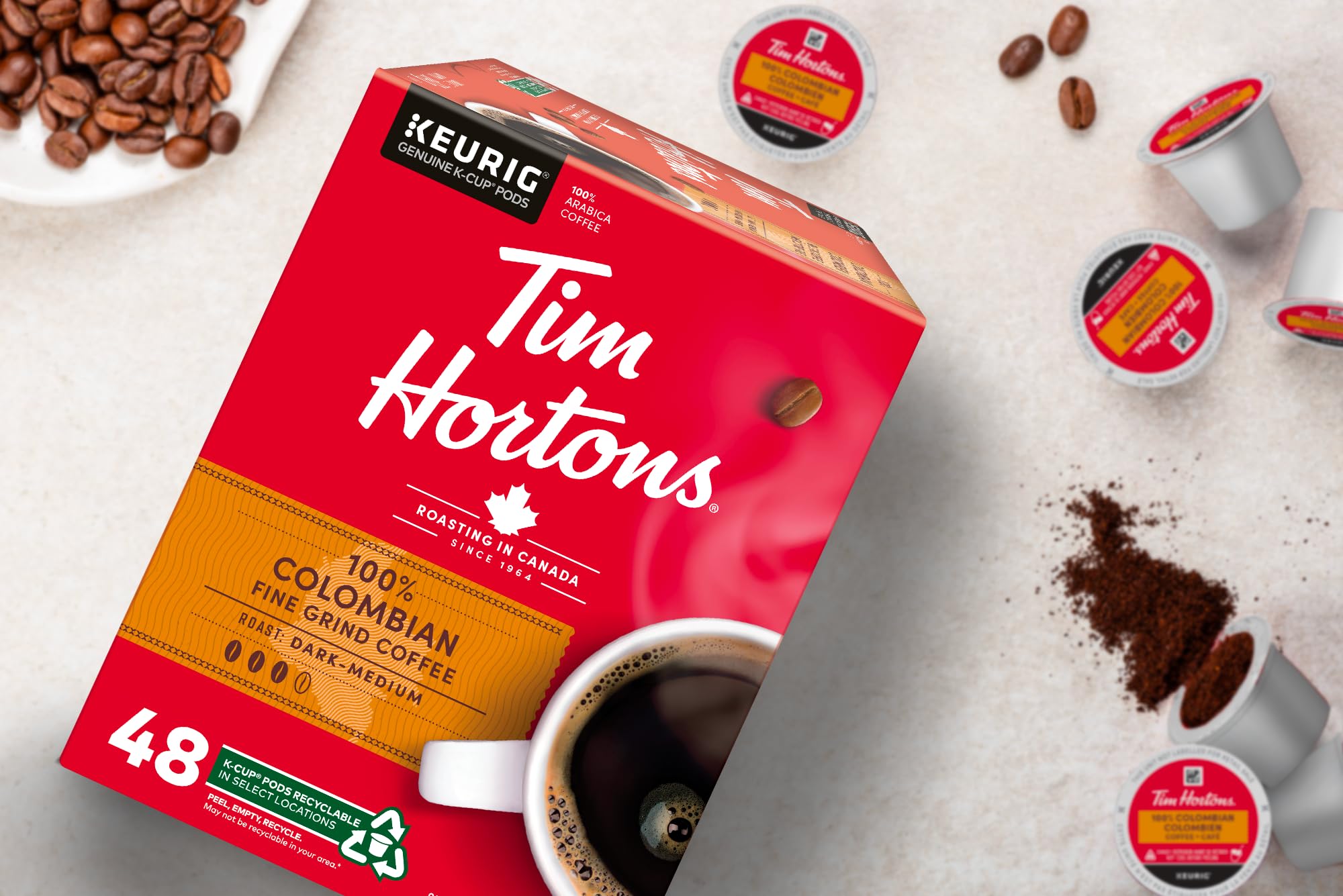 Tim Hortons Colombian Coffee, Single Serve Keurig K-Cup Pods, Medium Roast, 48 Count