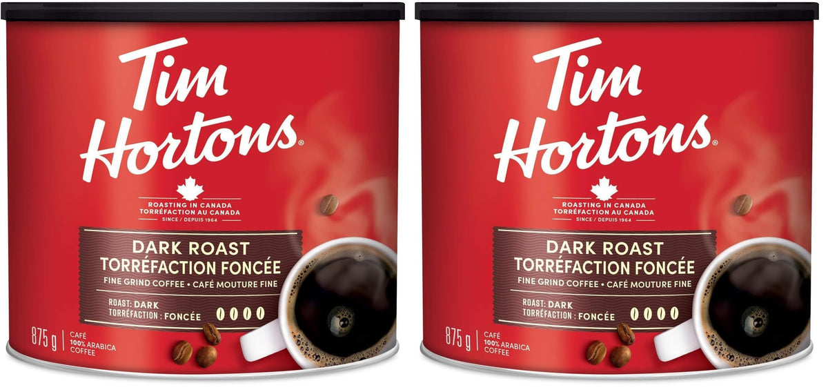 Tim Horton's 100% Arabica Dark Roast, Ground Coffee, 875g/30.86 Ounce (Pack of 2)