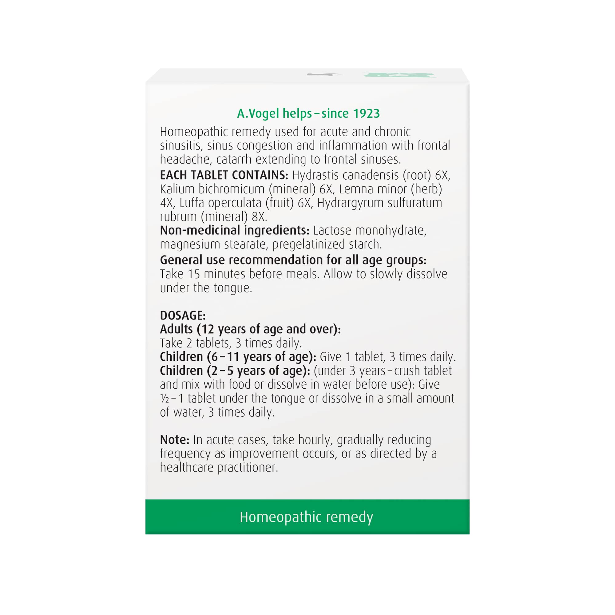 A.Vogel Sinna - Acute and Chronic Sinusitis Relief - Sinus Congestion and Inflammation Treatment - Ages 2+ - 120 Tabs