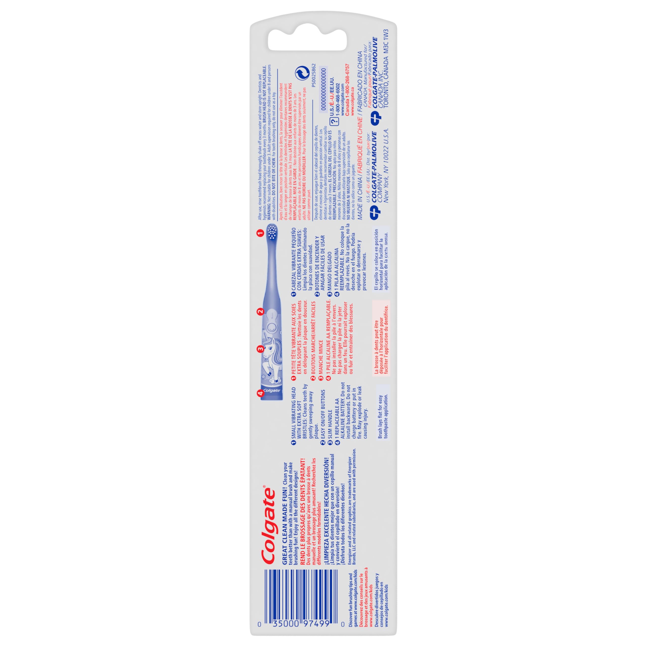 Colgate Battery Powered Kids Electric Toothbrush (pack Of 1), Ages 3+, Extra Soft Toothbrush, Fun Unicorn Design, Removes More Plaque, Slim, Easy-to-hold Handle, Cleans Cavity-causing Bacteria, Battery Included