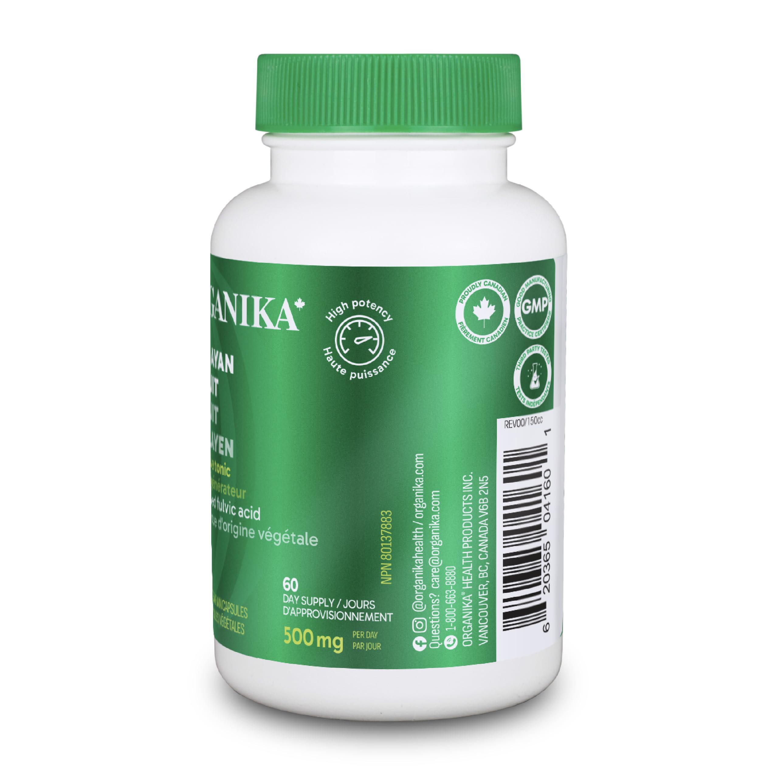 Organika Himalayan Shilajit 500mg (3% Fulvic Acid) – High Potency Rejuvenative Tonic from Plant Based Fulvic Acid to Support Natural Energy, Testosterone, and Vitality – One Capsule per Day – 60vcaps