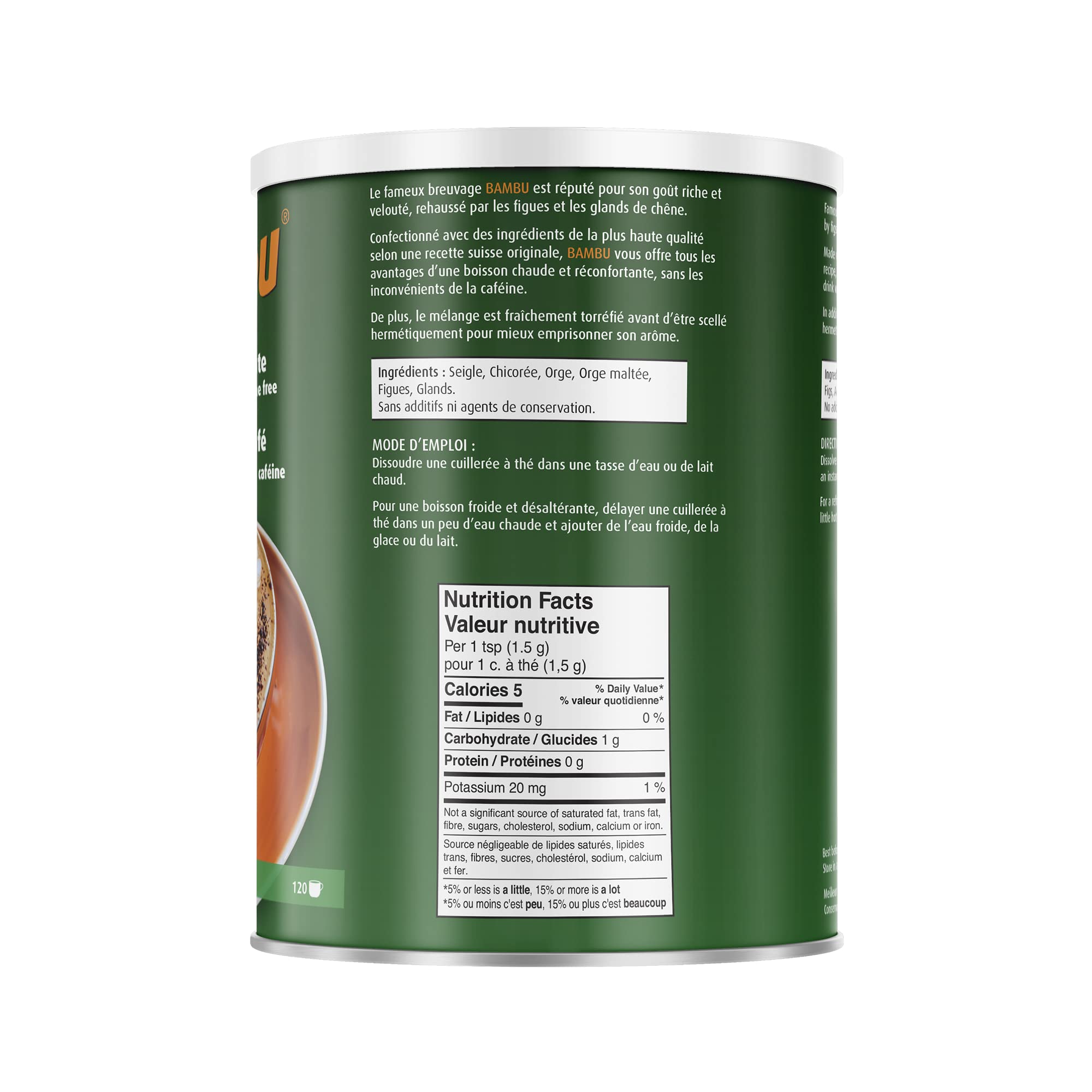 A.Vogel Bambu Instant Coffee Substitute 200g - Caffeine Free Made From Rye, Chicory, Barley, Malted barley, Figs and Acorns - No Additives