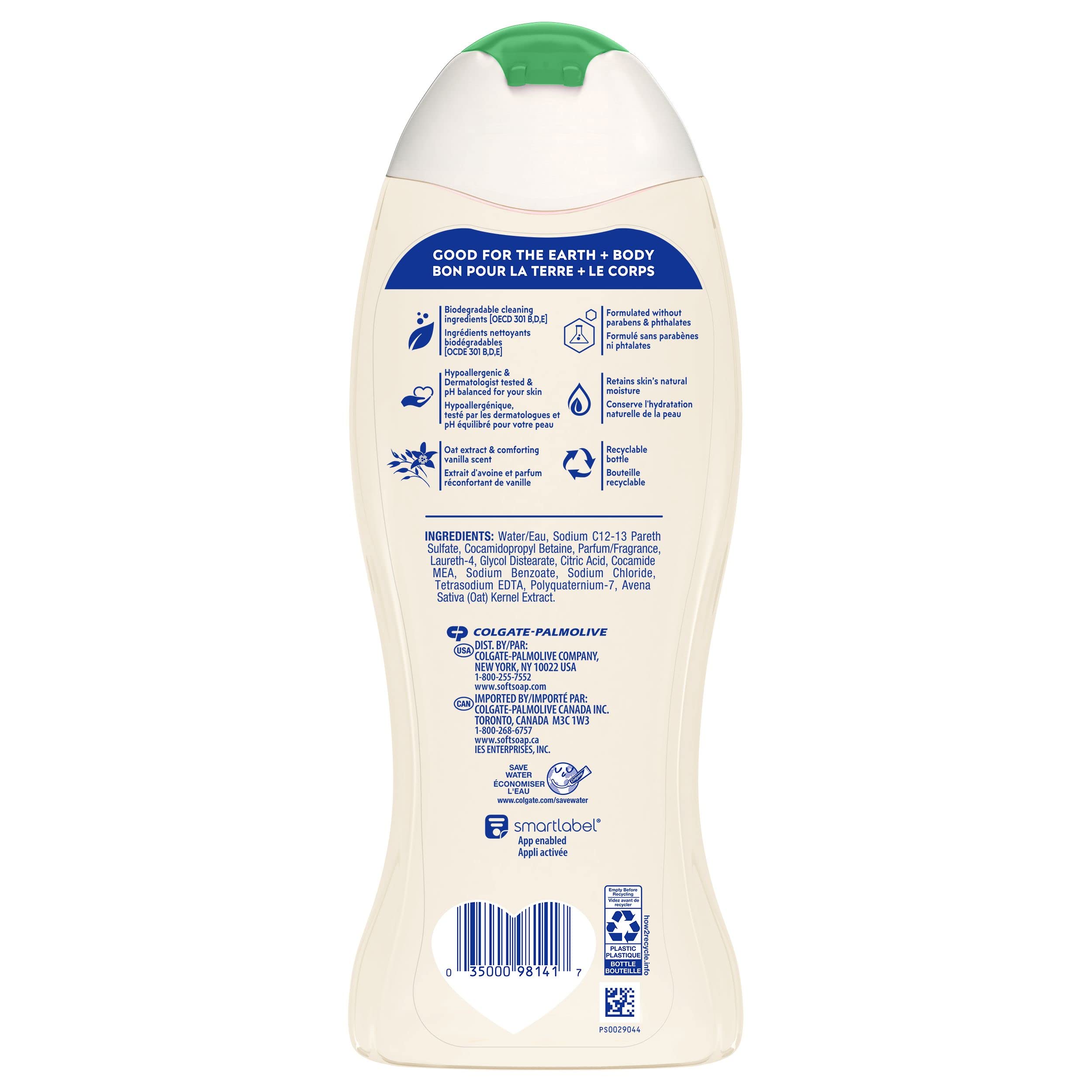 Softsoap Oat Milk & Vanilla, Hypoallergenic Body Wash for Sensitive Skin, 591 ml