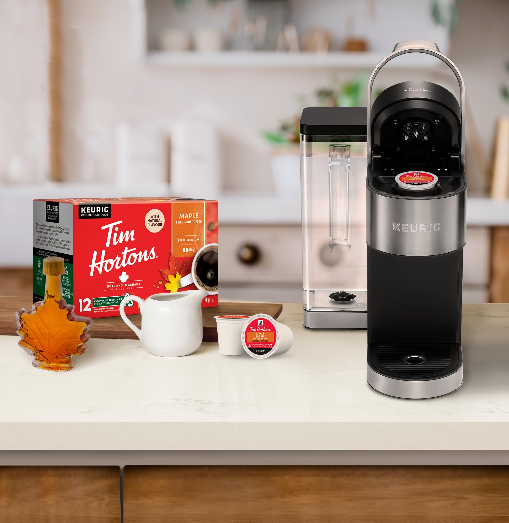 Tim Hortons Maple Coffee, Single Serve Keurig K-Cup Pods, Flavoured Medium Roast, 12 Count