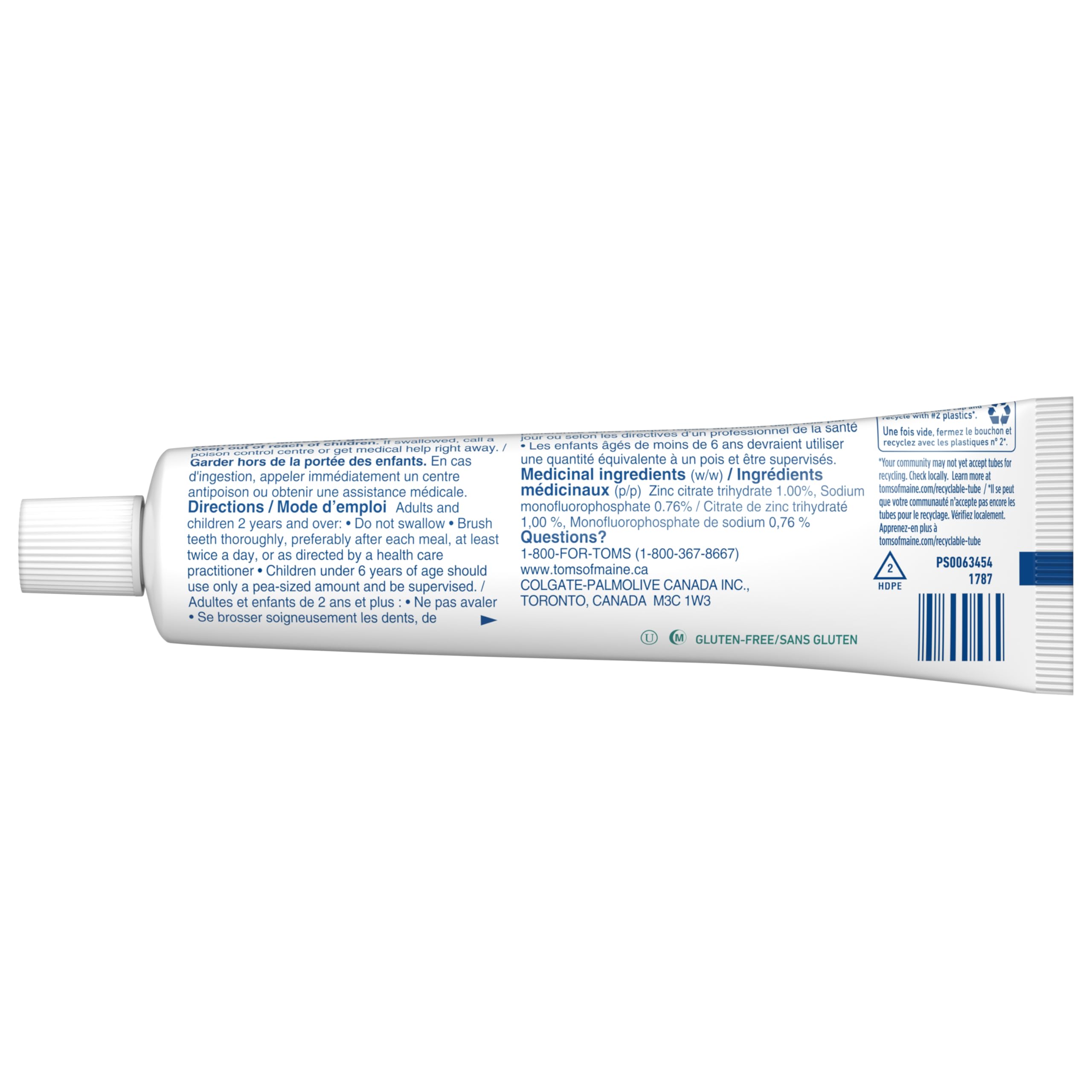 Tom's of Maine Whole Care Fluoride Natural Toothpaste, Peppermint, 85 mL, Wholecare Fluoride, 3 pack , Amazon Exclusive