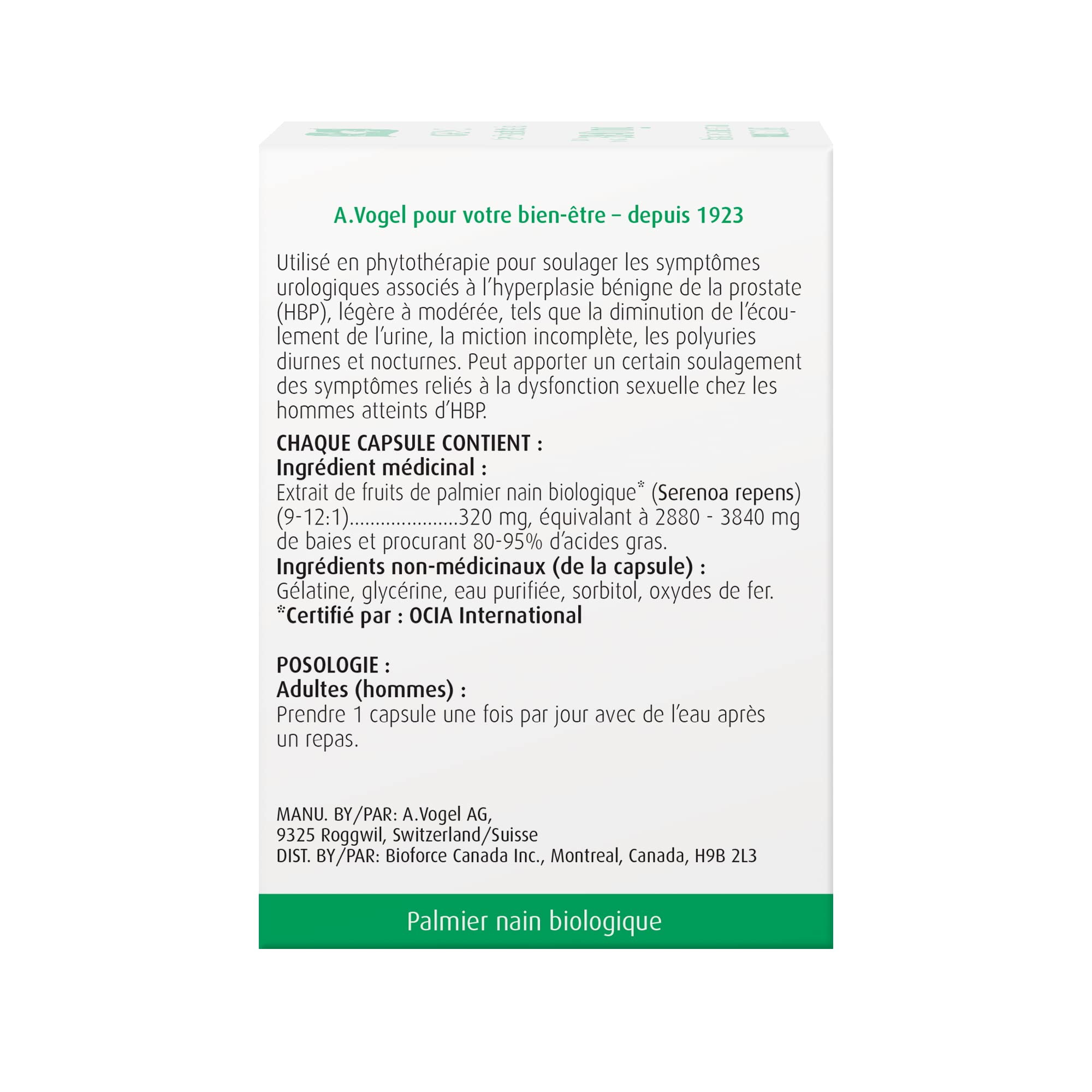 A.Vogel Organic Saw Palmetto Capsules for Prostate Health | Enlarged Prostate Symptoms Relief, Frequent Urination, Weak Urine Flow | Prostate Supplement for Men | 60Caps