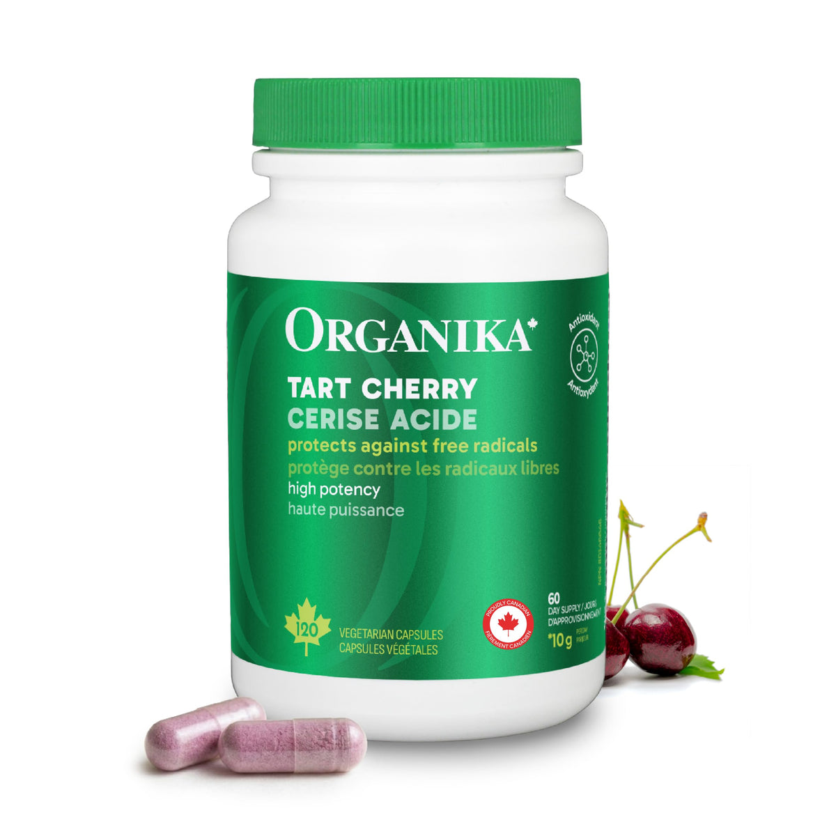 Organika Tart Cherry Capsules- High Potency 10:1 Extract – 10,000 mg Equivalent Per Day – Antioxidant Support for Free Radical Protection – Sugar-Free Alternative to Tart Cherry Juice – 120vcaps