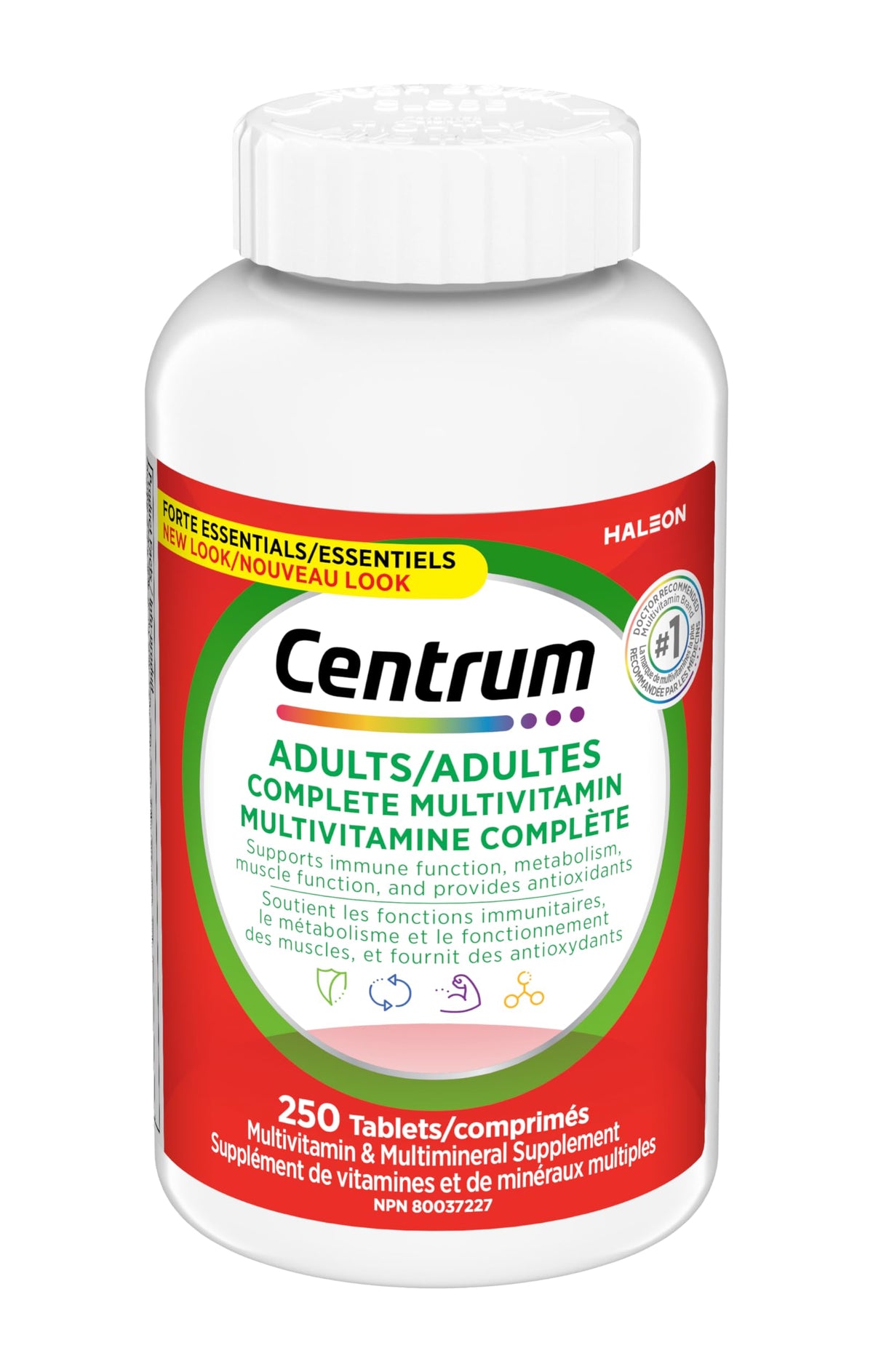 Centrum Adult Forte Essentials Mulitvitamins/Minerals Supplement for Men & Women, 250 Tablets (Packaging May Vary)