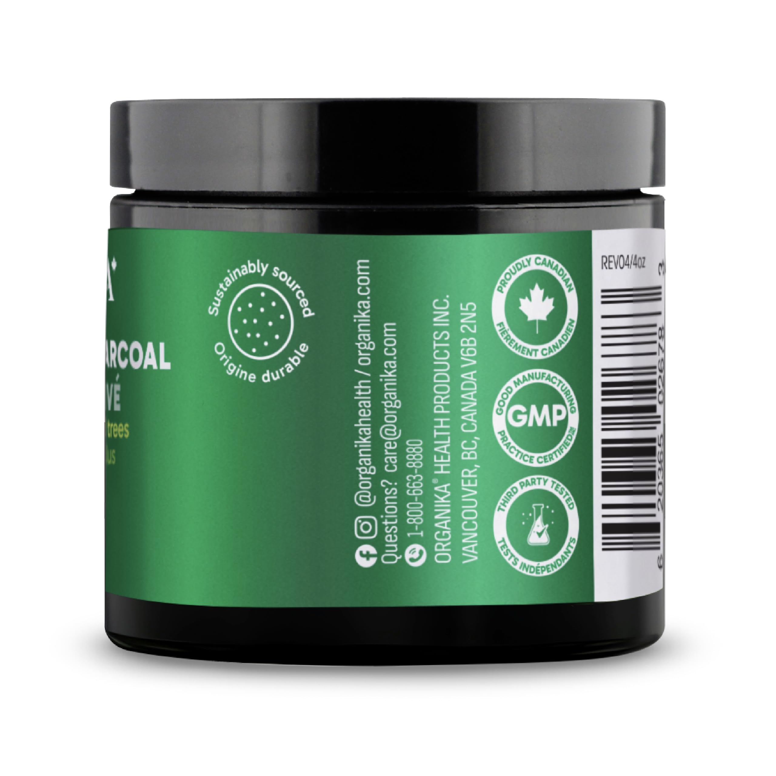 Organika Canadian-Made Activated Charcoal Powder- Food Grade, Detox Support, Teeth Whitening, Face Wash- 40g