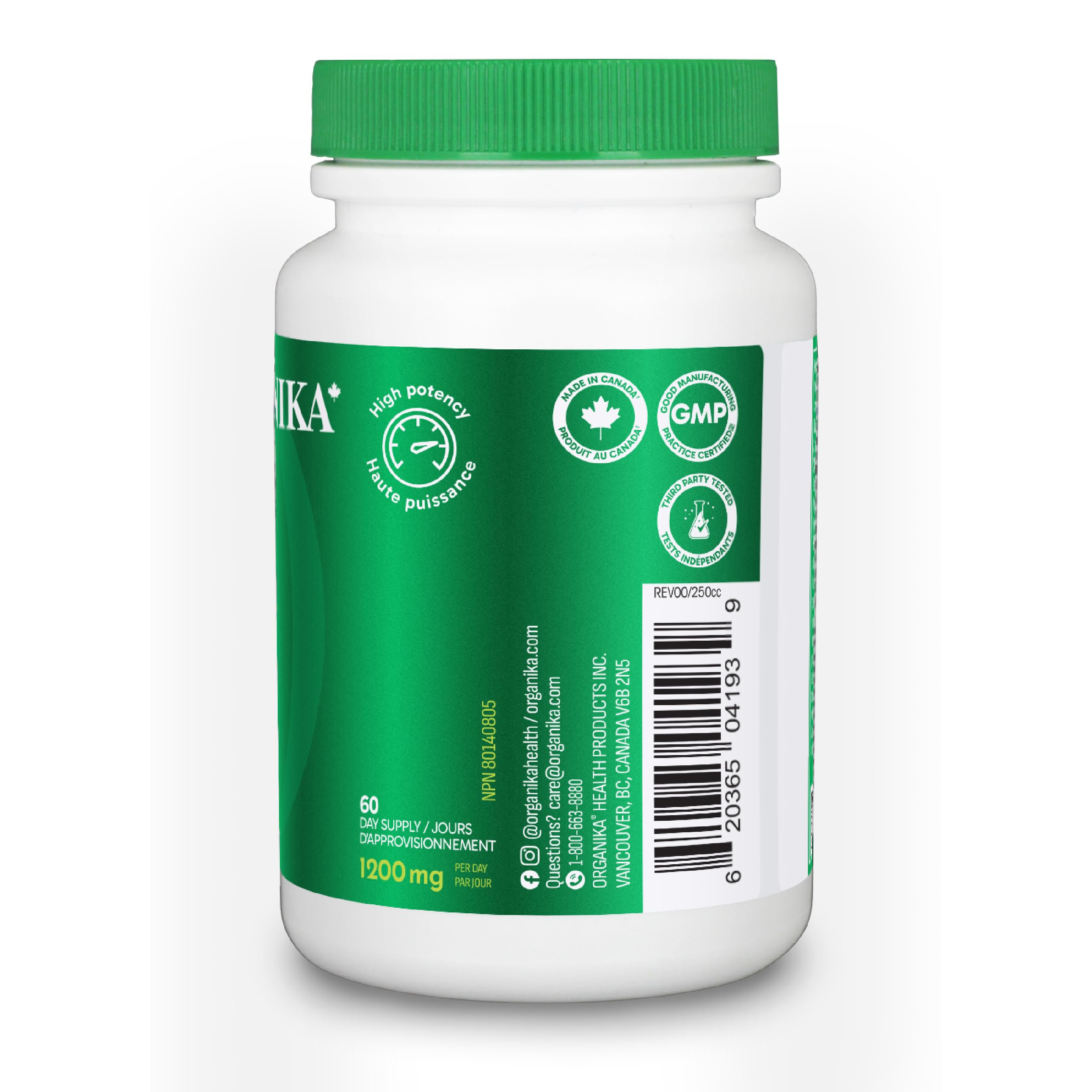 Organika Canadian-Made Moringa Leaf Extract- 1200mg Daily Dose, High Potency, Powerful Antioxidant, Anti-Inflammatory, Blood-Sugar Support, Detox, Source of Vitamins and Minerals- 120vcaps
