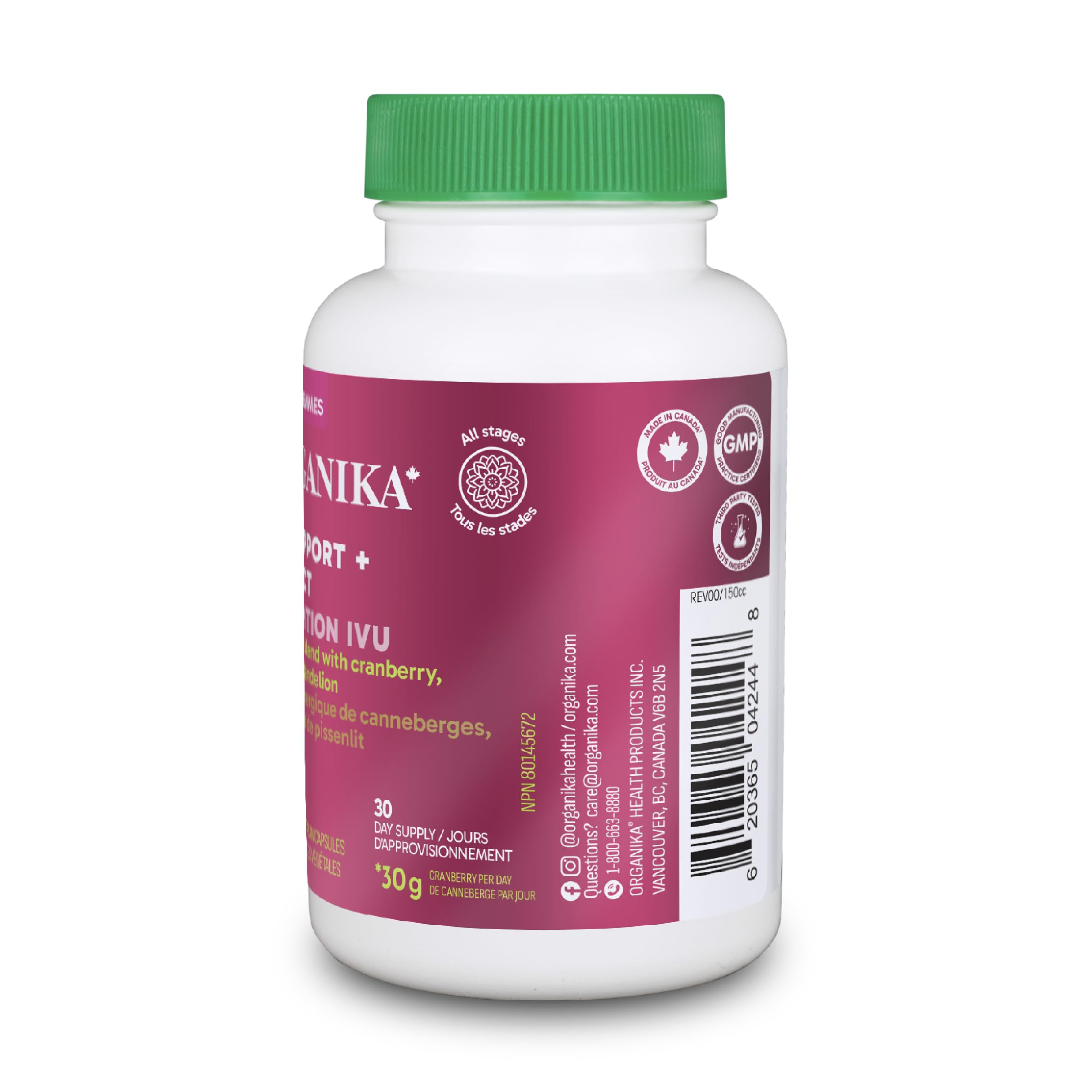 Organika Women’s UTI & Urinary Tract Support– Synergystic Blend of Cranberry 50:1 Extract with Hibiscus (Roselle) & Dandelion – Bladder & Urinary Health Formula, Antioxidant Support- 60vcaps