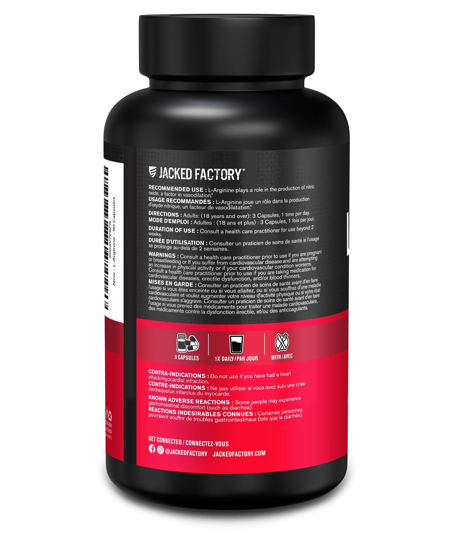 Jacked Factory L-Arginine Nitrosigine 1500mg - Patented Bonded Essentials L Arginine Silicate, Nitric Oxide Supplement for Muscle Growth, Pumps, Vascularity, and Energy - 90 Count