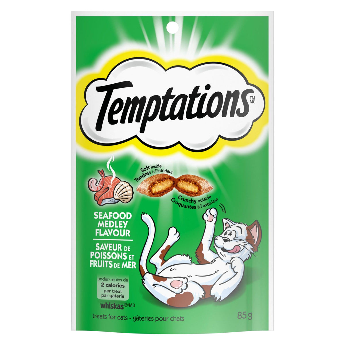 TEMPTATIONS Cat Treats, Seafood Medley Flavour, 85g (12 Pack)