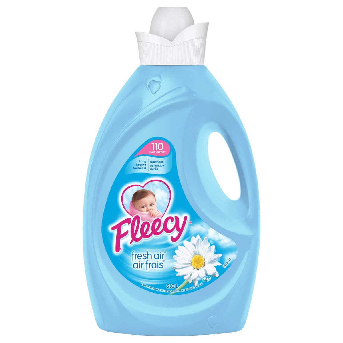 Fleecy Fresh Air Fabric Softener - Long-Lasting Freshness, Fade Control, Easy to Use Liquid Fabric Softener for Extra Soft Care & Soft as a Mother's Touch - Natural Ingredients 110 Loads, 2.6 Liter