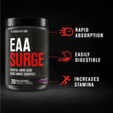 EAA Surge - 9 Essential Amino Acids Supplement for Intra Workout & Post Workout Recovery w/EAAS, BCAA Powder, L-Citrulline, Taurine, Leucine Supplement - 20Sv, Blackberry Lemonade
