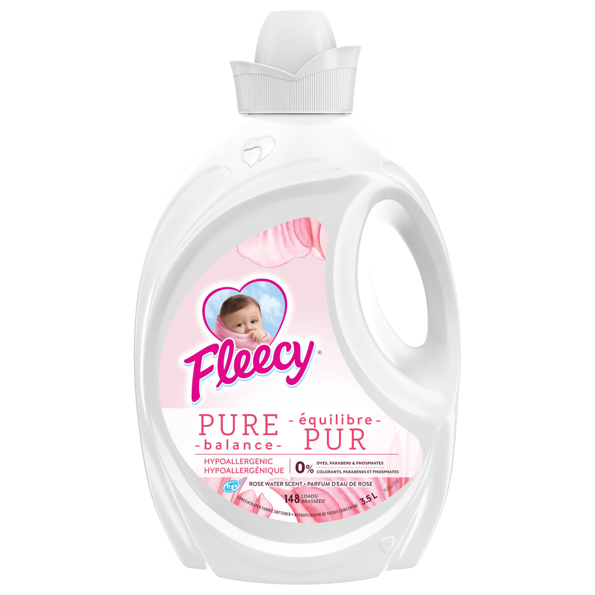 Fleecy Liquid Fabric Softener - Rose Water - Premium Laundry Softener for Enhanced Comfort and Softness, 3.5 Liters for 148 Loads of Laundry