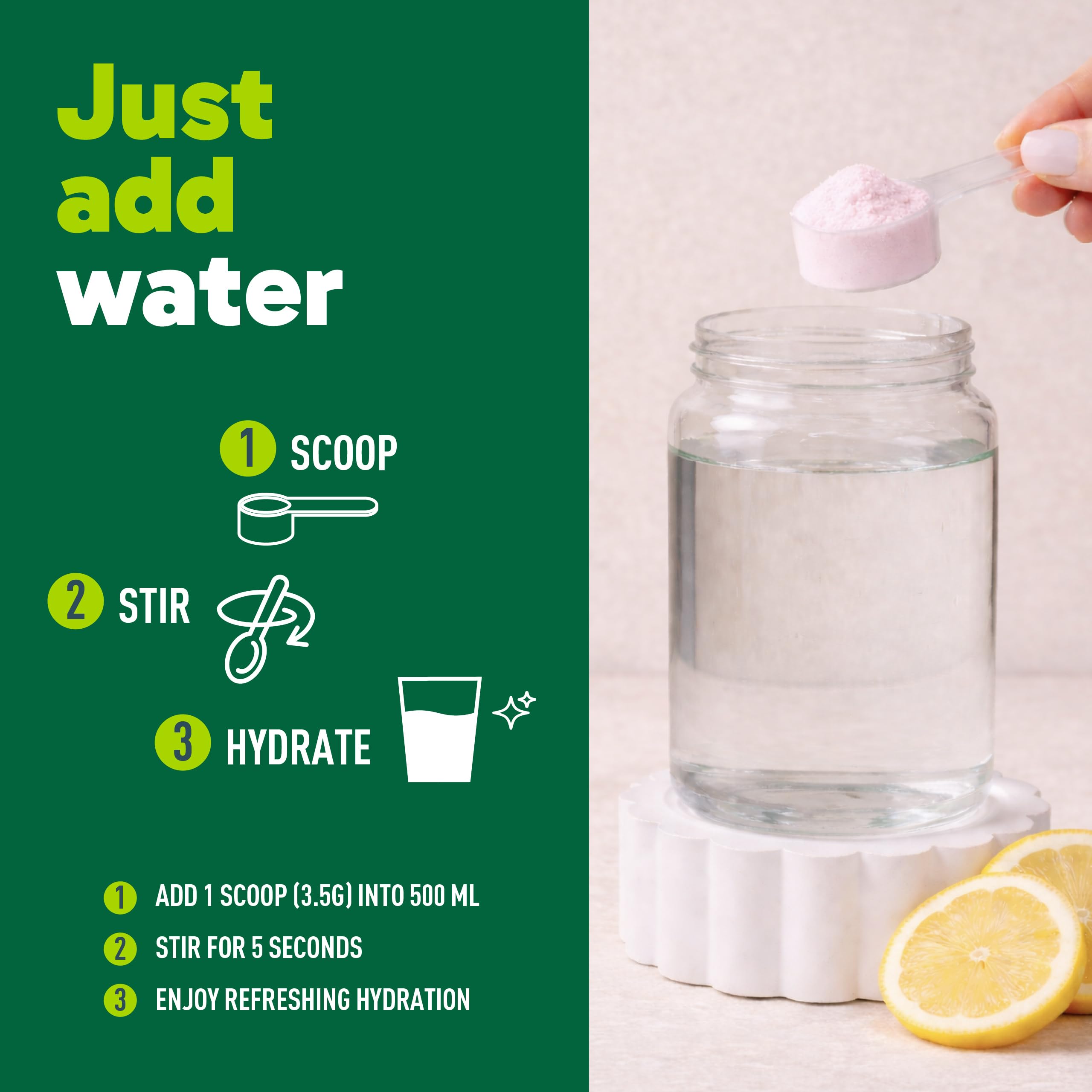 Organika Canadian-Made Electrolytes Powder with Vitamin C & Prebiotic Fibre - Sugar-Free Hydration Drink Mix - Pink Lemonade - 210 g - 60 servings