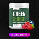 Jacked Factory Greensurge Green Superfood Powder - Greens Drink w/Spirulina, Wheat & Barley Grass, Organic Greens - Green Tea Extract, Probiotics & Digestive Enzymes - 30 Servings, Mixed Berry