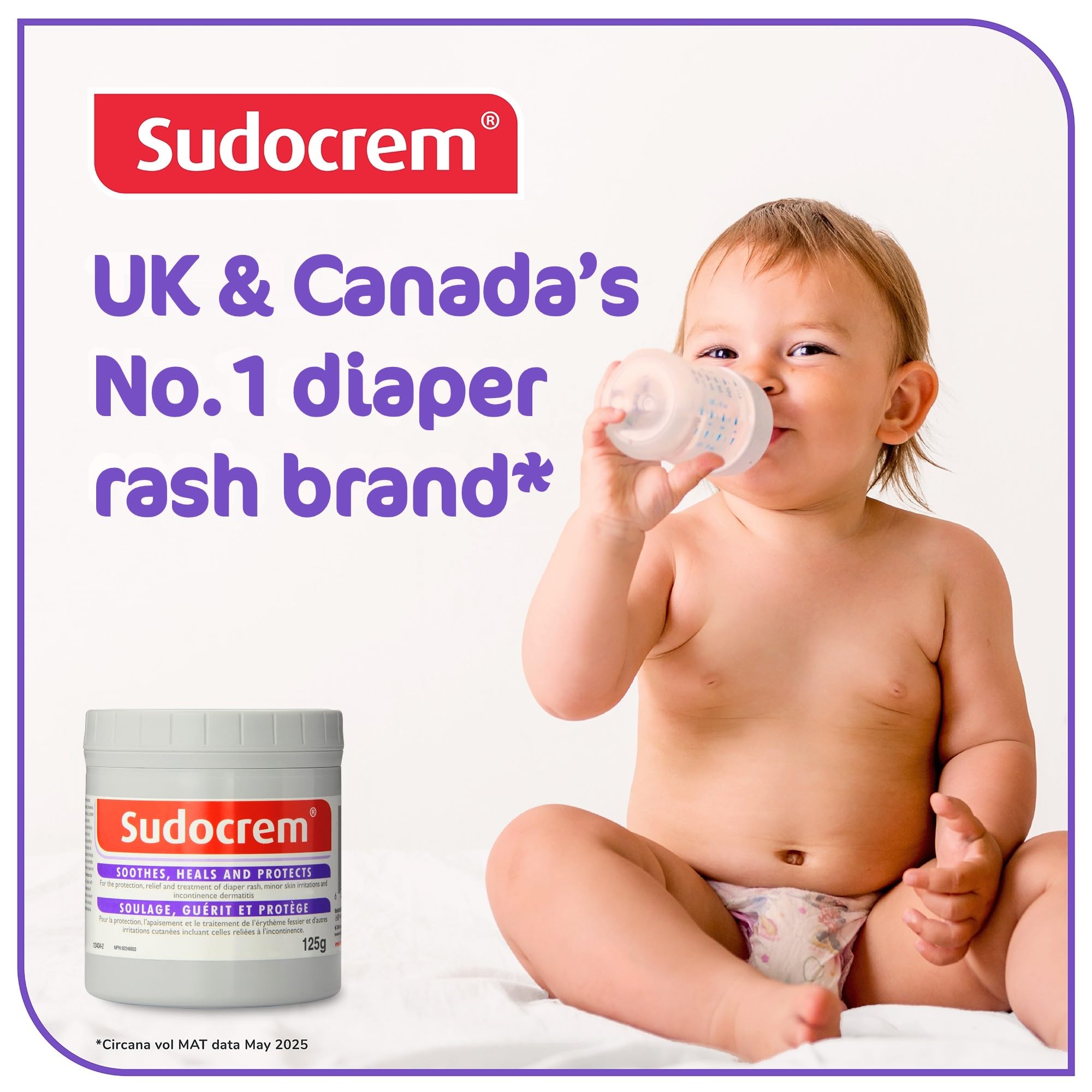 Sudocrem - Diaper Rash Cream for Baby, Soothes, Heals, and Protects, Relief and Treatment of Diaper Rash, Zinc Oxide Cream - 125g