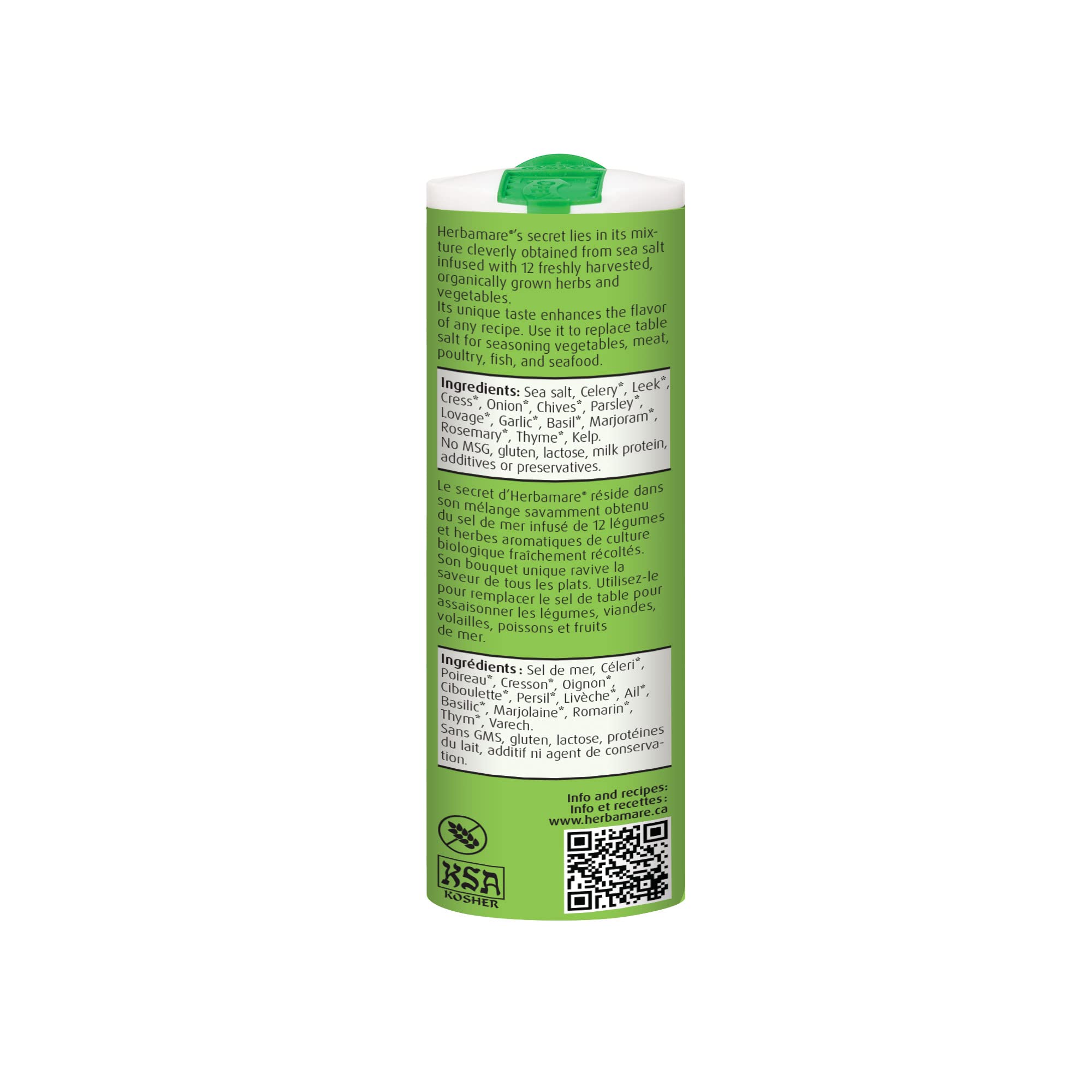 A.Vogel Herbamare Original - Herbed Sea Salt Infused with Fresh Organic Herbs and Vegetables - 1/3 Less Salt - Non-GMO Project Certified - MSG and Gluten Free - Vegetarian and Vegan - 125 G