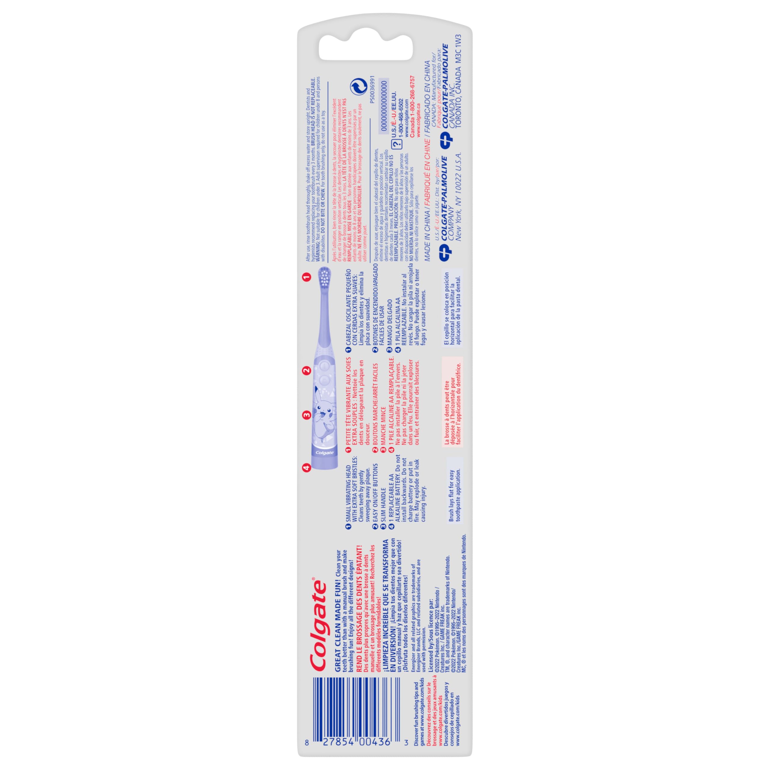 Colgate Kids Powered Vibrating Toothbrush, Pokemon, 1 Pack