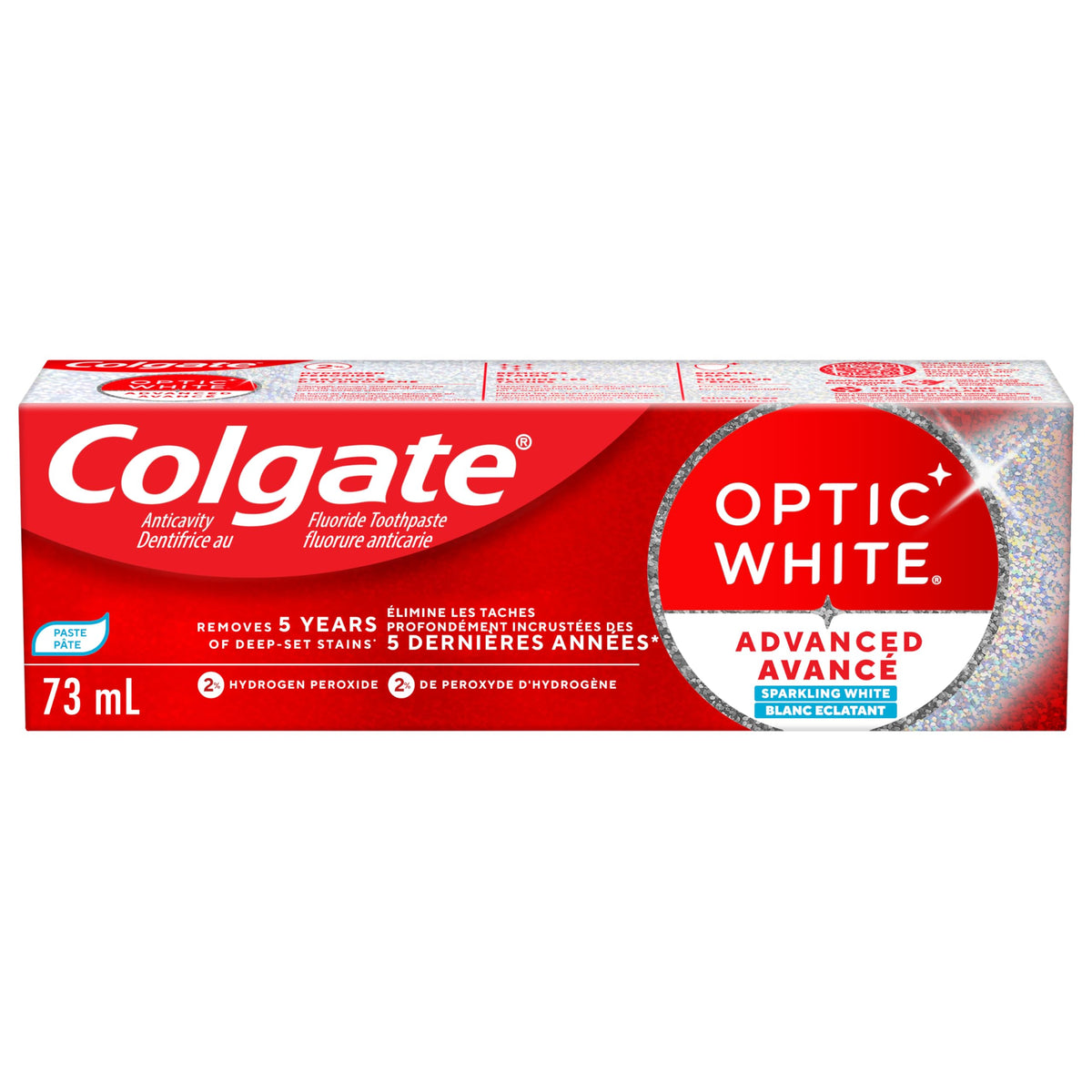 Colgate Optic White Advanced Teeth Whitening Toothpaste, Sparkling White – 73 mL