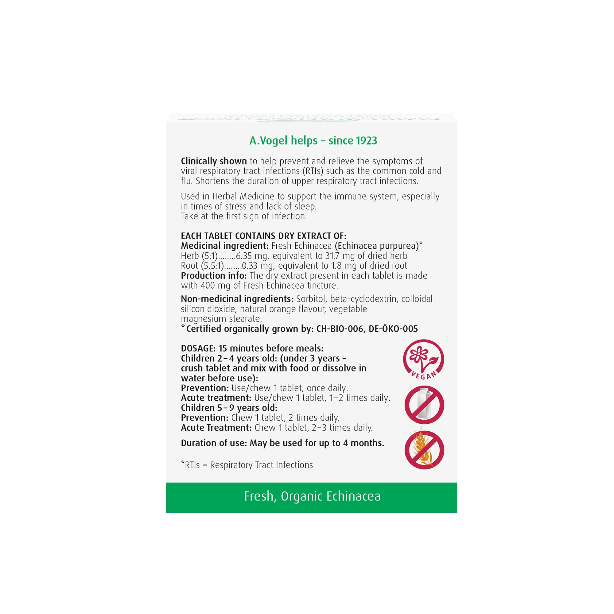 A.Vogel Echinaforce Junior Chewable Tabs - Organic Echinacea Tabs - Cold and Flu Symptoms Relief - Immune System Support - Children 2+ - 90 Tabs
