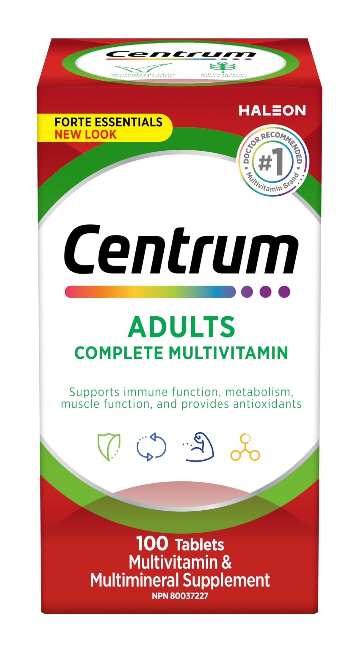 Centrum Adult Forte Essentials Mulitvitamins/Minerals Supplement for Men & Women, 100 Tablets (Packaging May Vary)