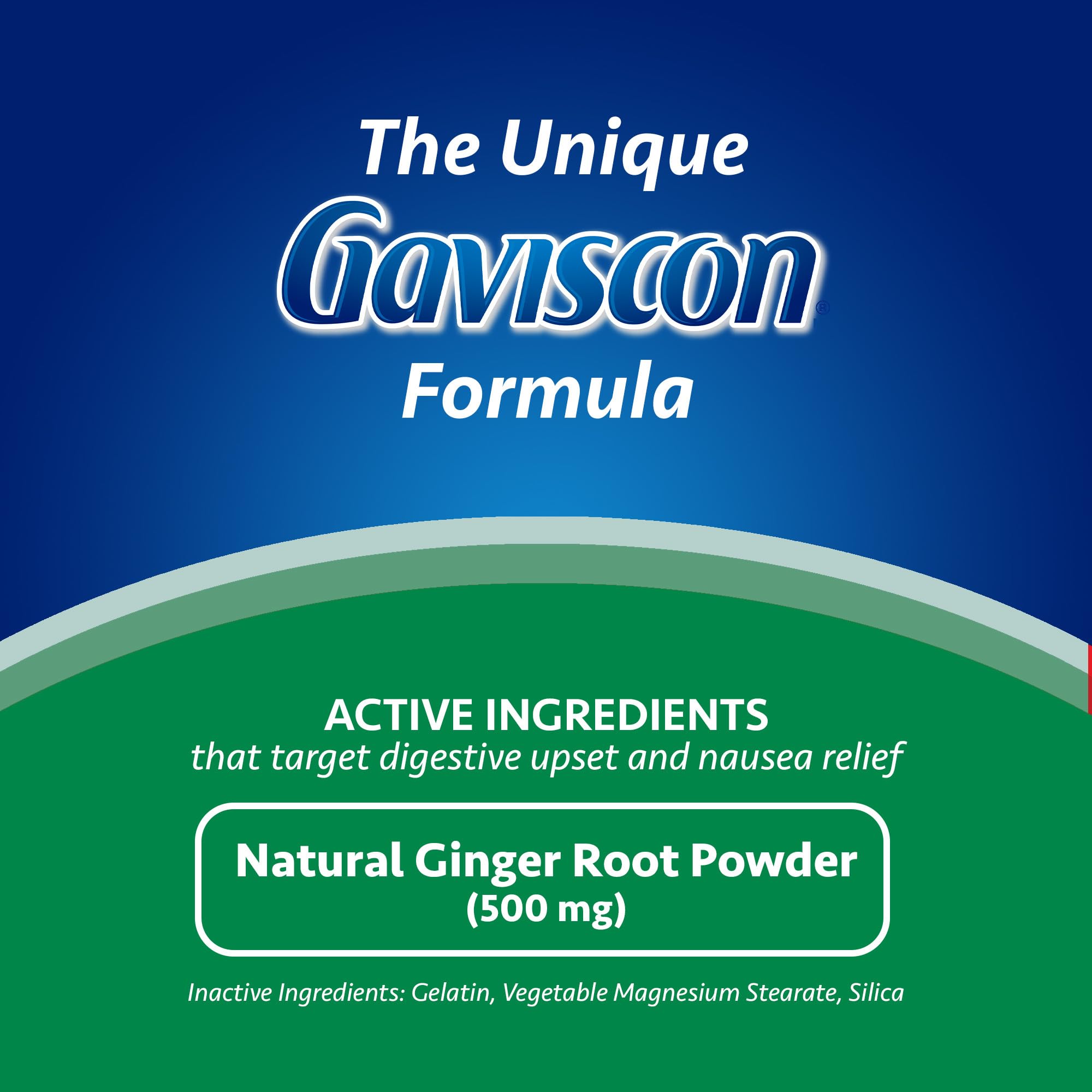 Gaviscon Anti Nausea Ginger Capsules - 18 Count - Tablets for Nausea Relief & Digestion Support, Natural Ginger - Free of Aluminum, Lactose and Gluten
