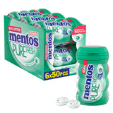 Mentos Pure Fresh, Spearmint Sugar-free Gum - Pack of 6 Bottles (300 Pieces)
