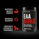 EAA Surge - 9 Essential Amino Acids Supplement for Intra Workout & Post Workout Recovery w/EAAS, BCAA Powder, L-Citrulline, Taurine, Leucine Supplement - 20Sv, Blackberry Lemonade