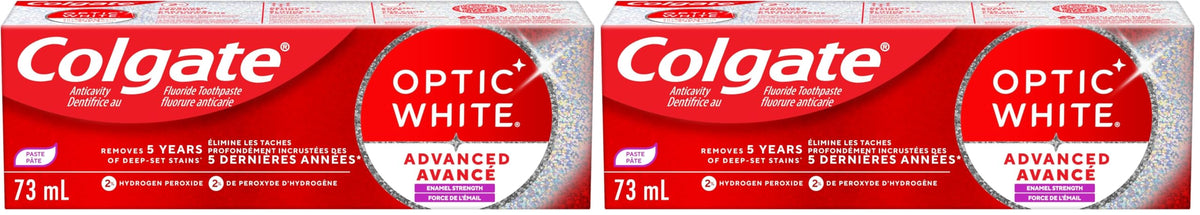 Colgate Optic White Advanced Teeth Whitening Toothpaste, Stain Prevention, 133 ml (Pack of 2)