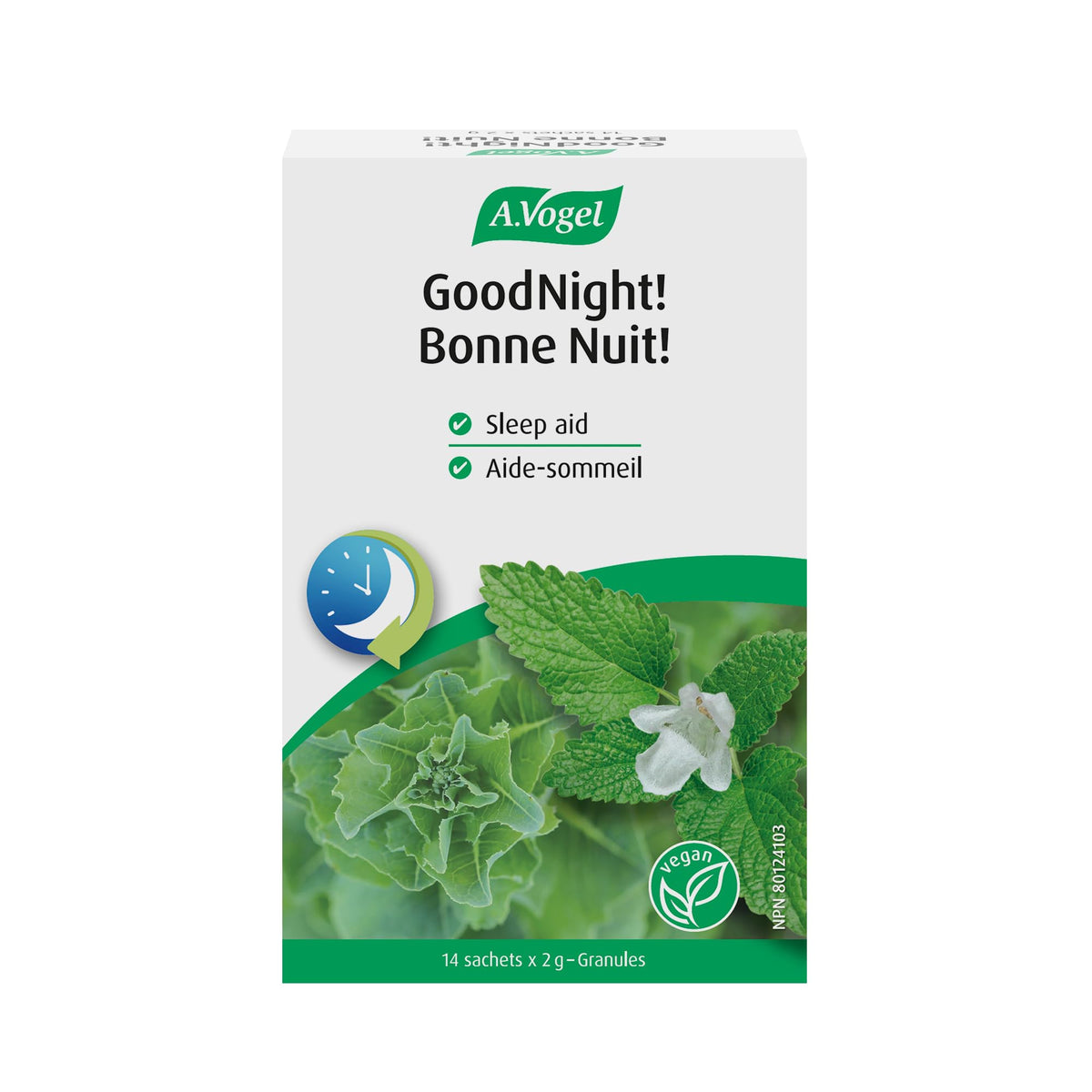 A.Vogel Goodnight! Organic Natural Sleep Aid with Lemon Balm, Lactuca Sativa, L-Tryptophan and Magnesium - Non-Habit Forming Granules for Fast-Acting Restful Sleep 14 x 2g Sachets