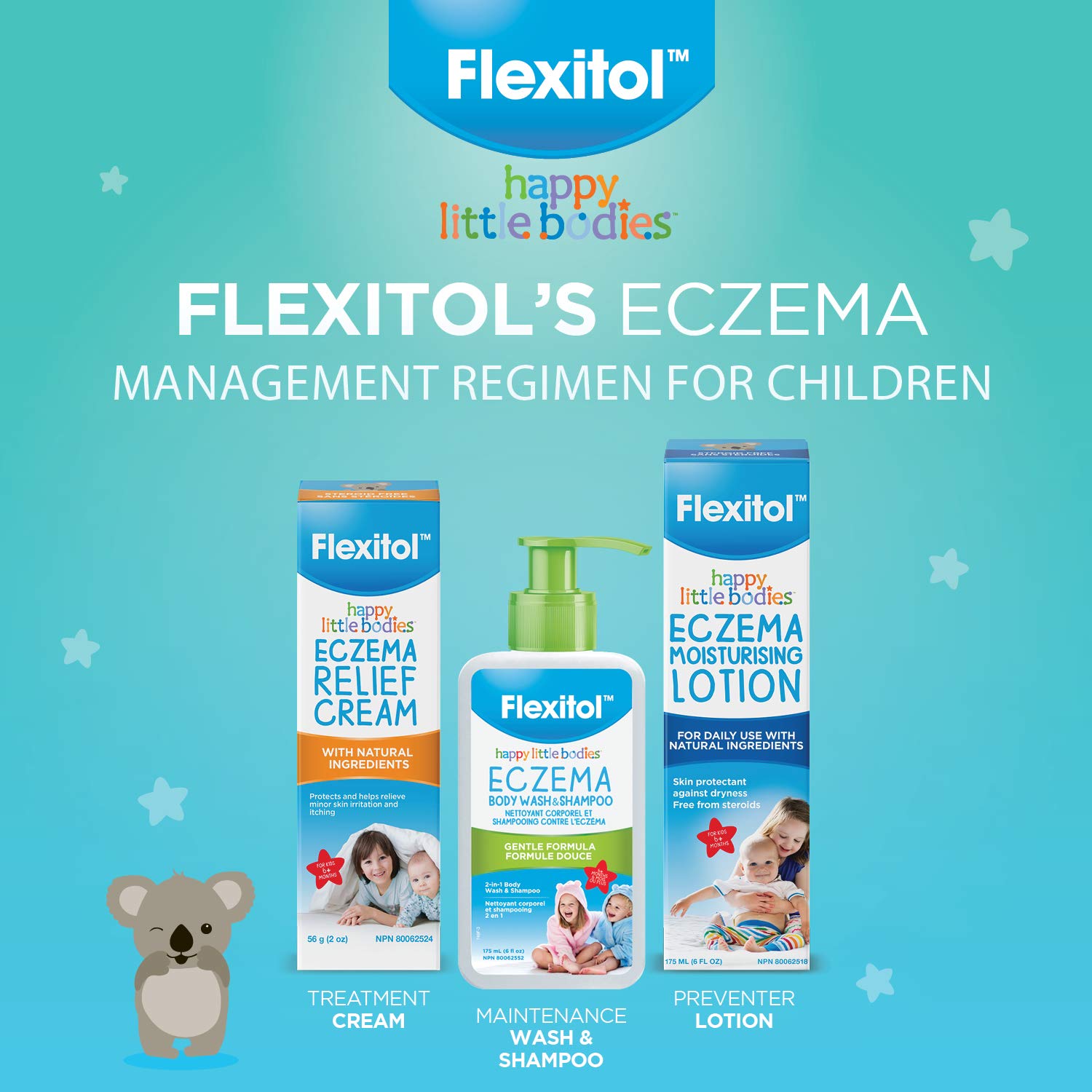 Flexitol Happy Little Bodies Eczema Relief Body Wash & Shampoo – 2-in-1 Gentle Formula for Kids, Nourishes, Cleanses & Relieves Eczema, Dry, Sensitive Skin, Ideal for Baby’s Delicate Skin (175ml)