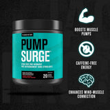 Jacked Factory Pumpsurge Caffeine Free Preworkout - Stim Free Pre Workout Powder, Nitric Oxide Pump Pre Workout, & Nootropic Supplement - Intense Pumps, Laser Focus - 20 Servings, Cherry Limeade